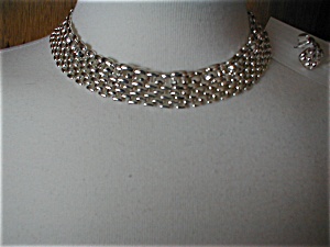 Avon Silver Chain Choker and Earrings