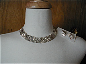Avon Silver Chain Choker and Earrings