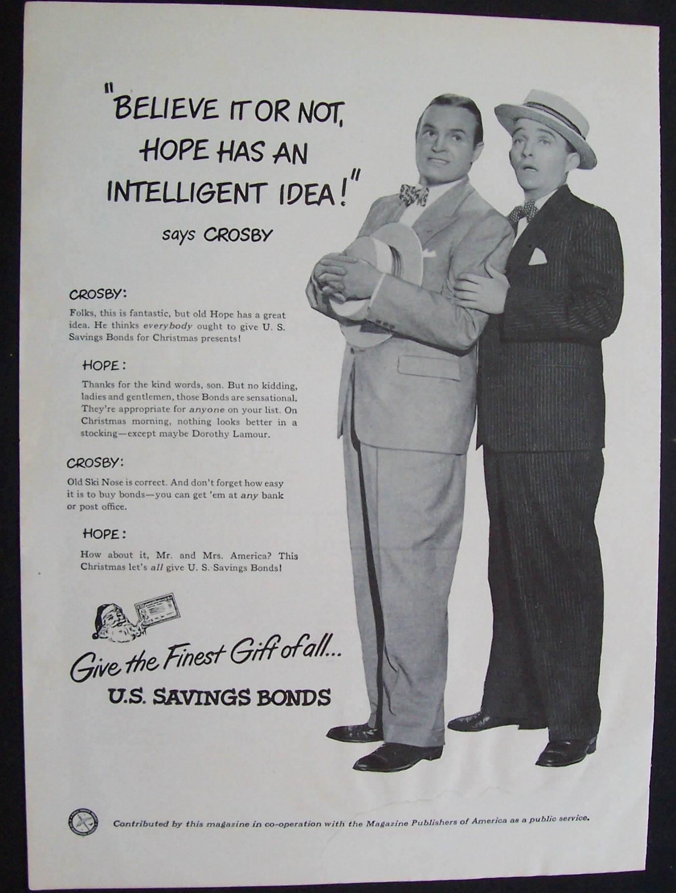 1949 U. S. Savings Bonds with Bob Hope & Bing Crosby