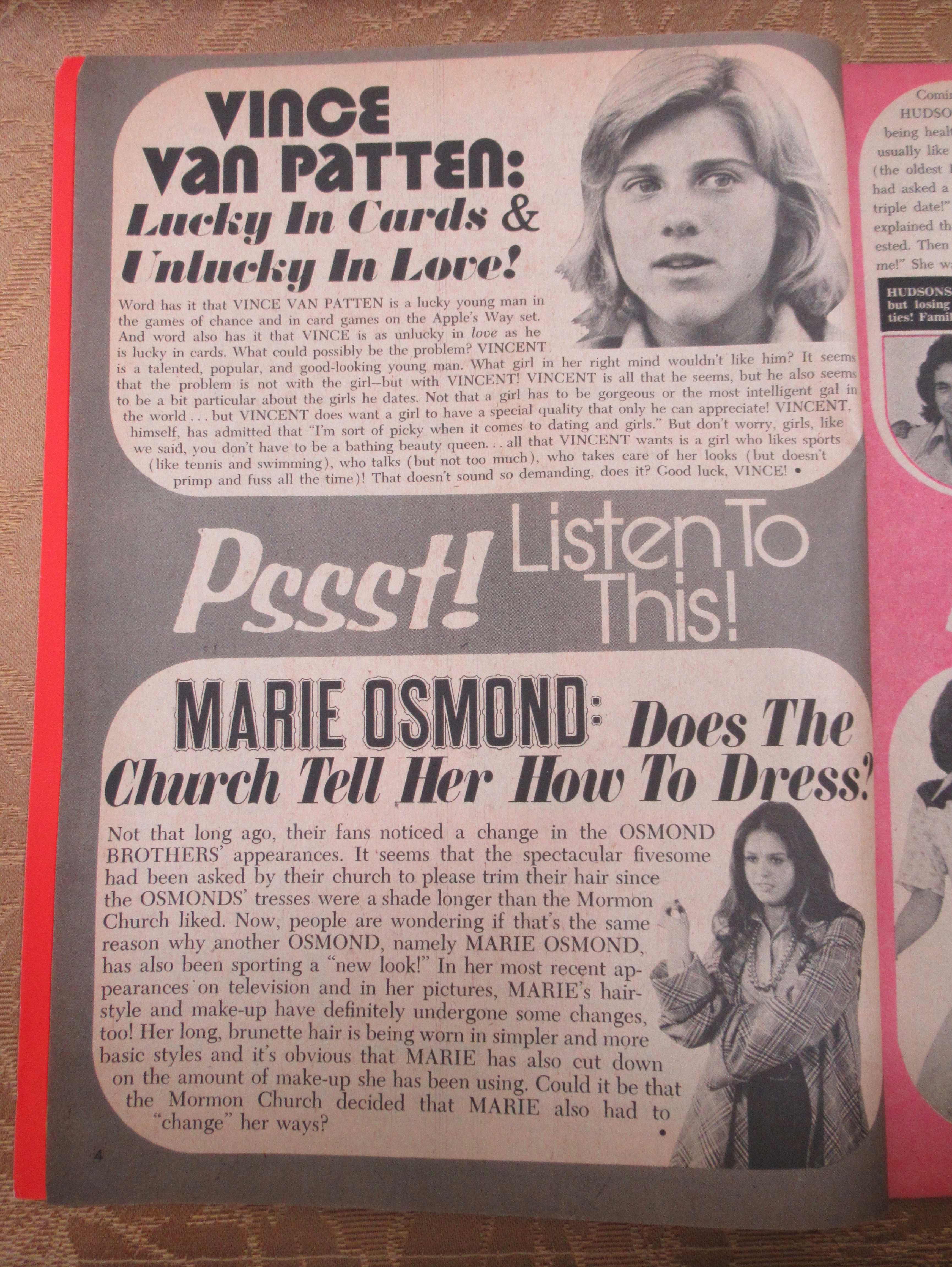 Teen Star Gossip Magazine December 1974 Patten & Osmond