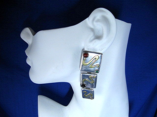Taxco Mexico Sterling Silver TA-148  Clip Earrings Sign