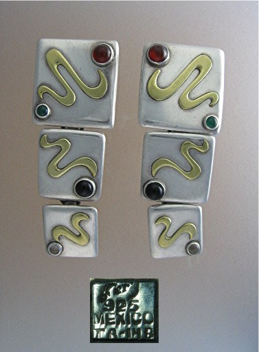 Taxco Mexico Sterling Silver TA-148 Clip Earrings Sign