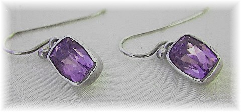 Sterling Silver  Deep Purple Amethyst Earring