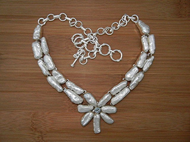 Biwa Pearls Sterling Silver Blue Topaz Necklace