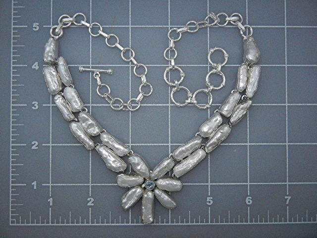 Biwa Pearls Sterling Silver Blue Topaz Necklace