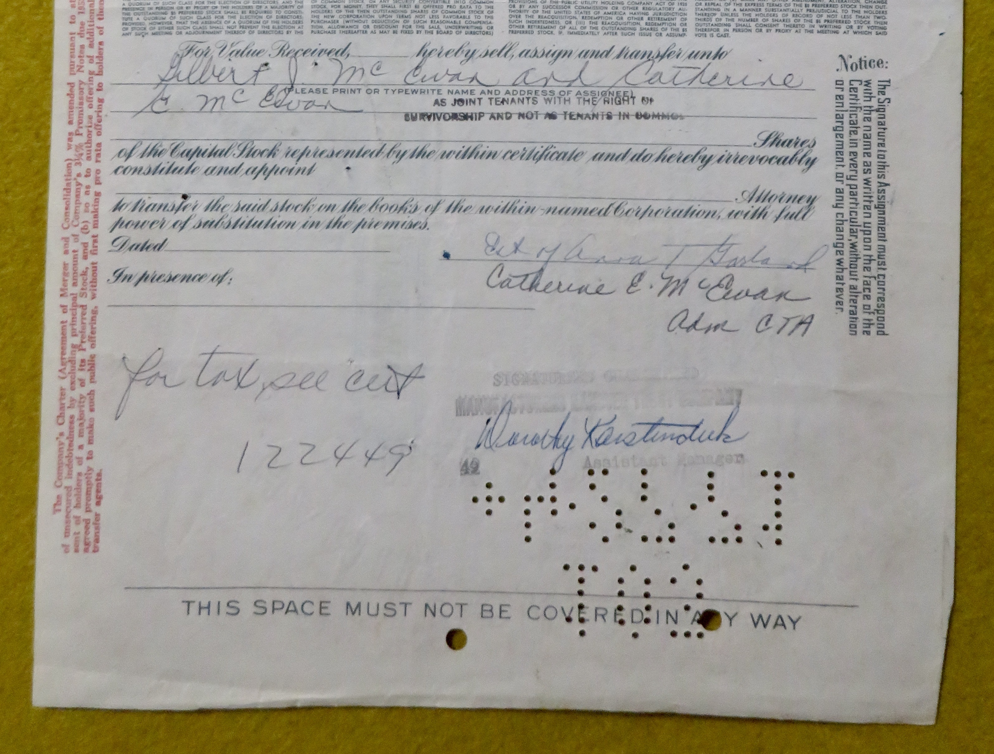 Carolina Power & Light Company Stock Certificate 1948