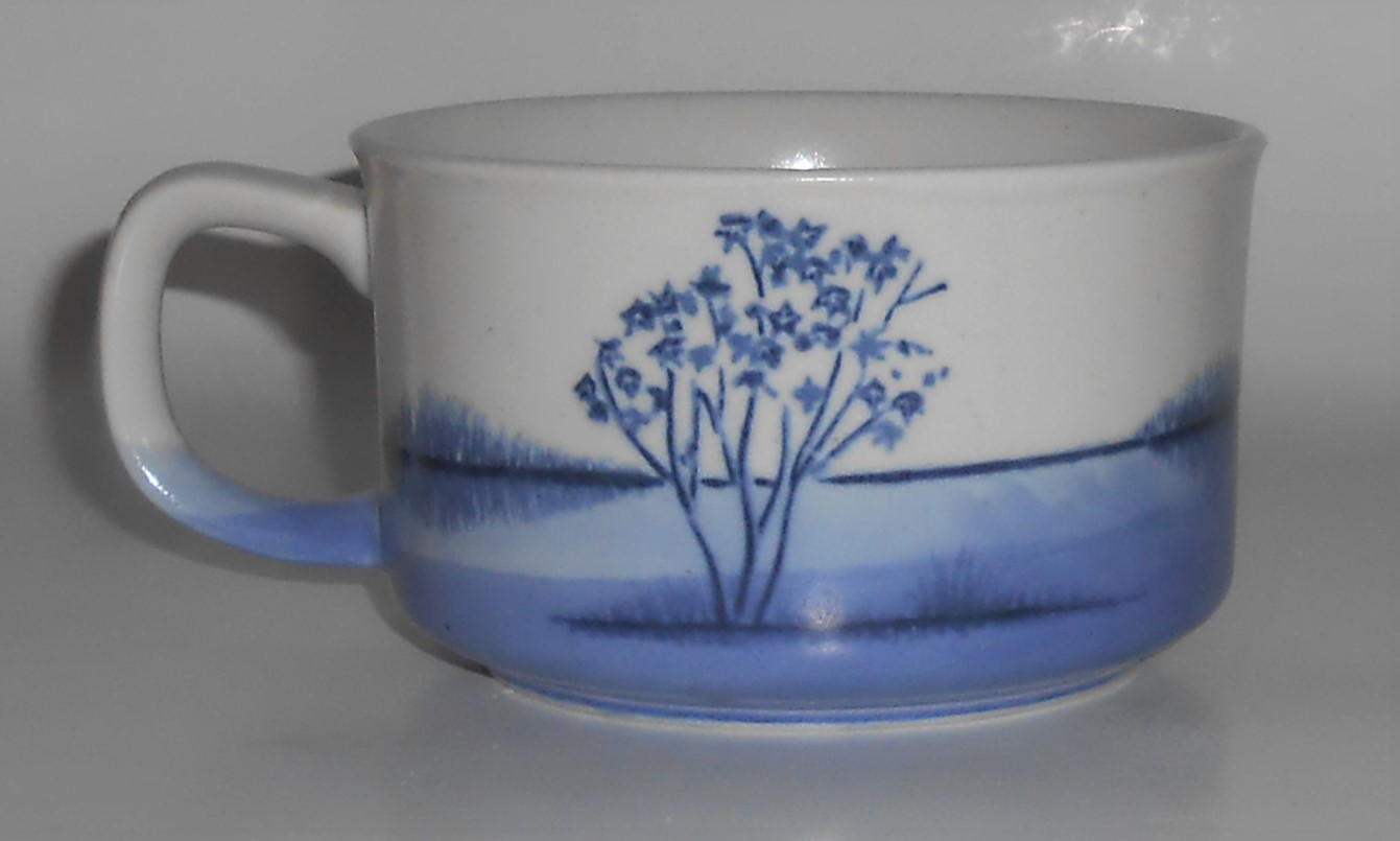 Blue White Fish On Pottery Oversize Mug