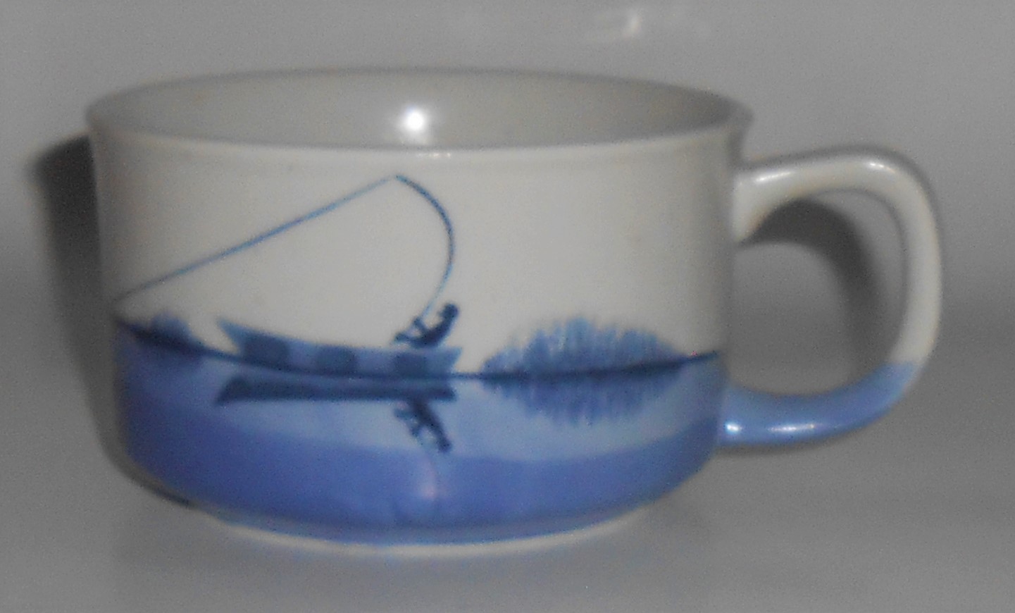 Blue White Fish On Pottery Oversize Mug