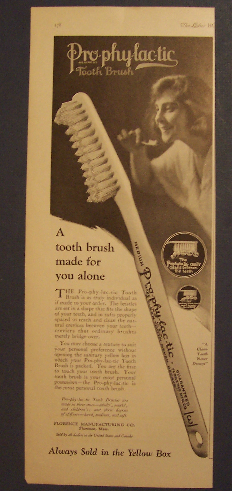1923  Pro - Phy -Lac - Tic  Tooth  Brush