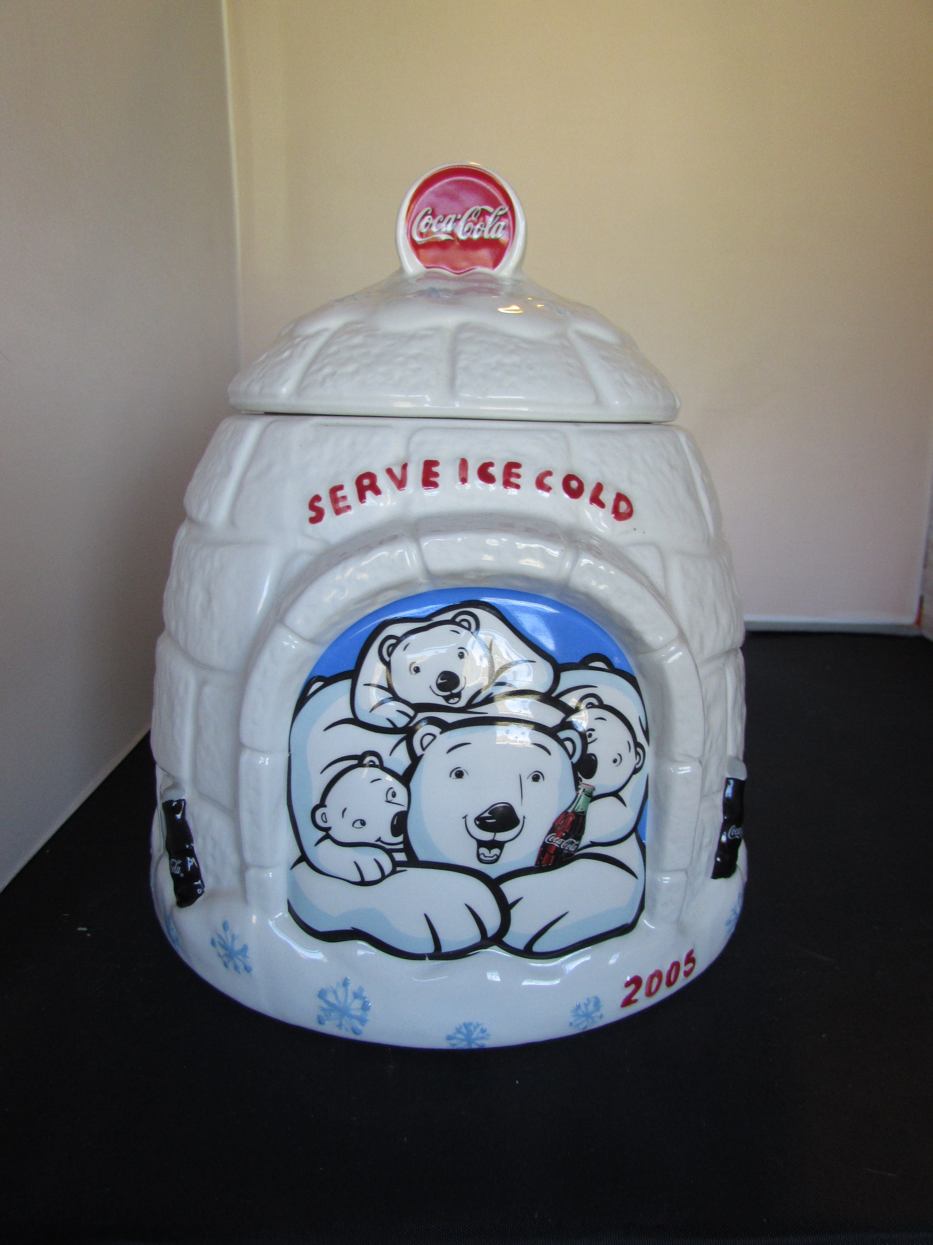 Coca Cola Polar Bear Igloo Cookie Jar