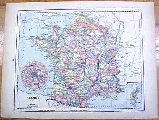 Antique Map France/German Empire 1902 Crowell