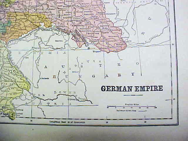 Antique Map France/German Empire 1902 Crowell