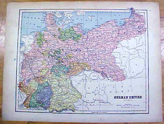 Antique Map France/German Empire 1902 Crowell