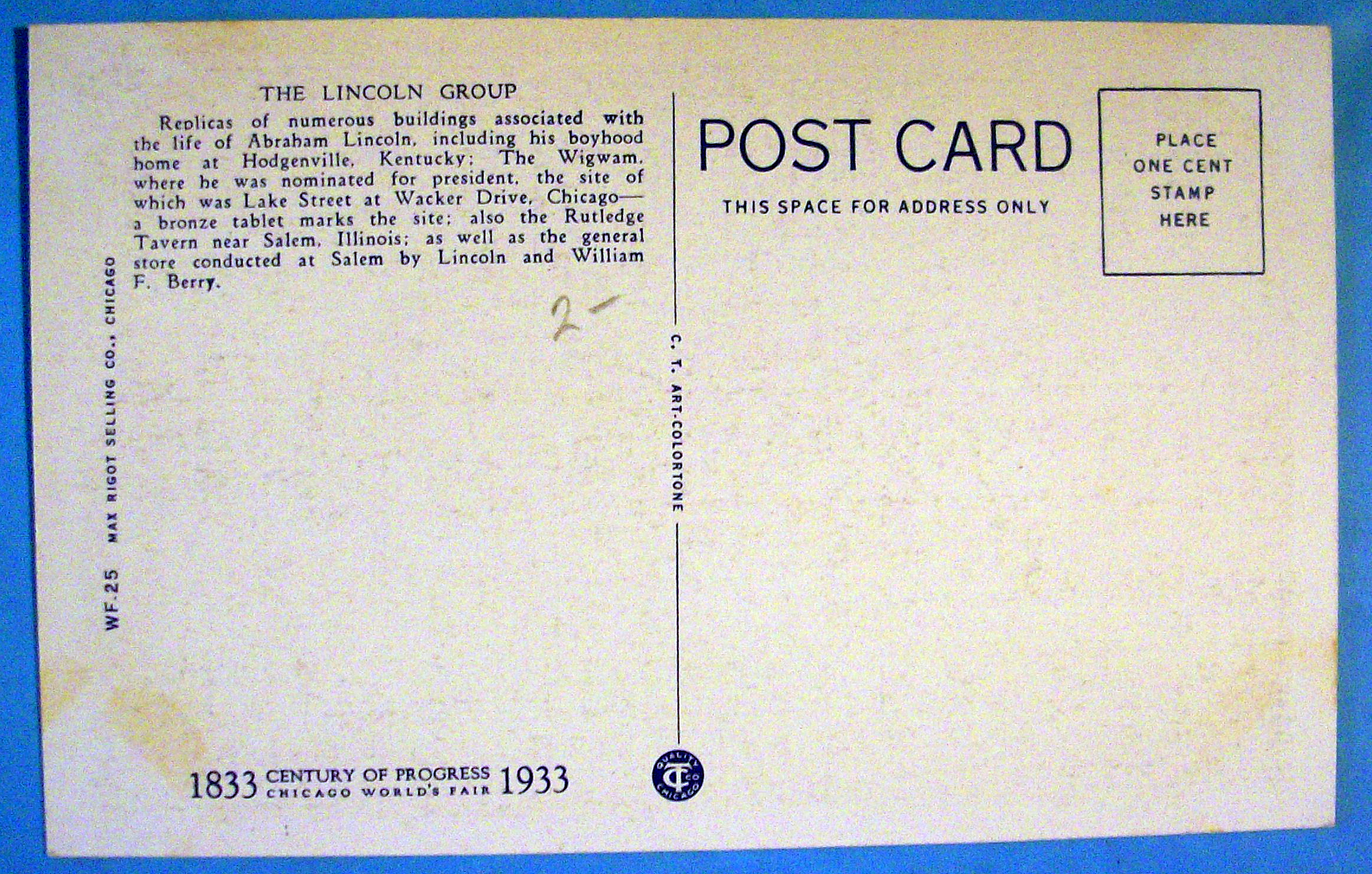 The Lincoln Group Postcard (Chicago World's Fair)