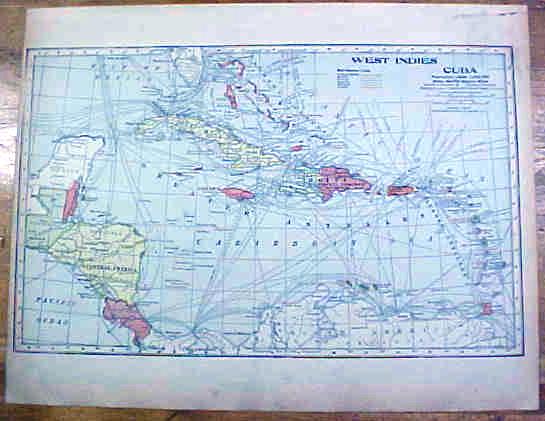 Antique Map West Indies/Cuba/Europe 1902 Crowell