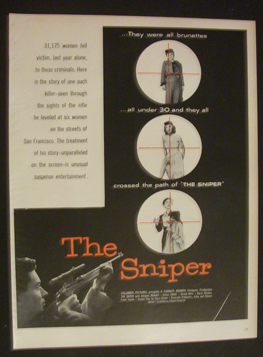 1952 Movie Ad for The Sniper