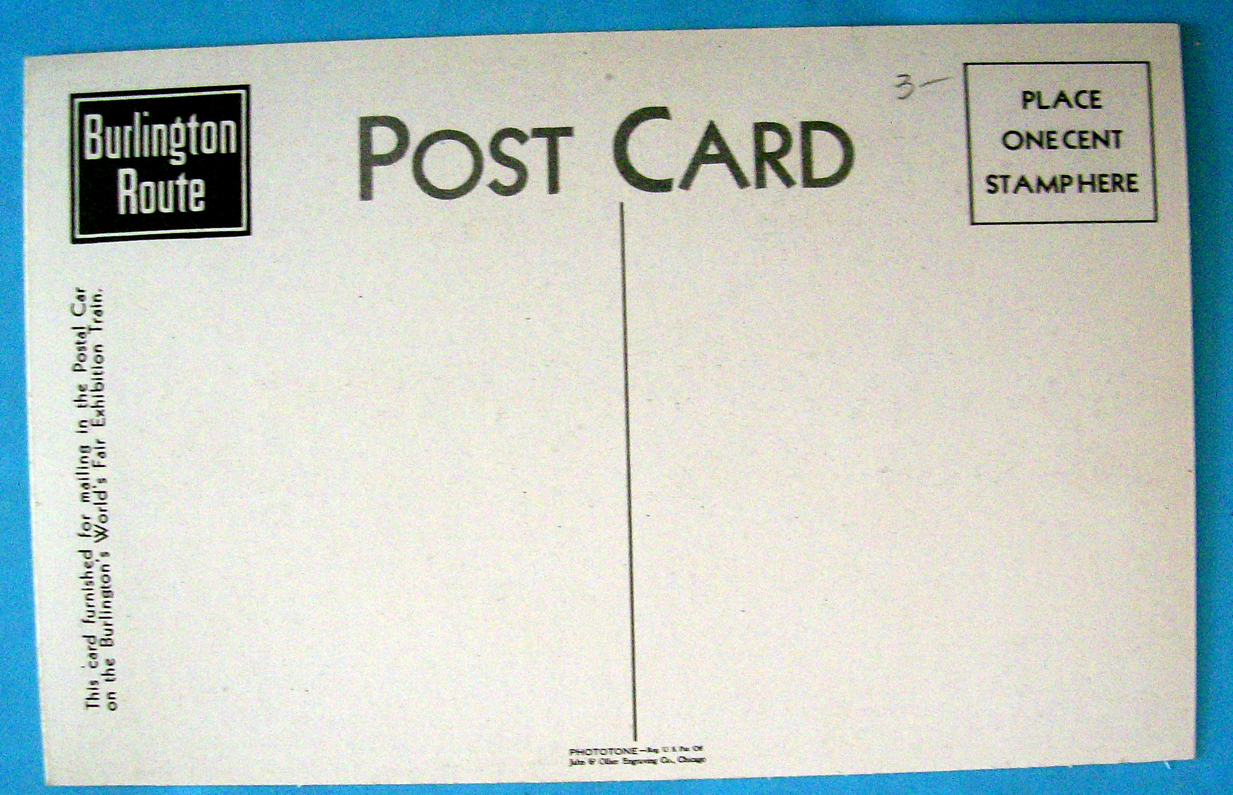Burlington Train Postcard (1933 Century Of Progress)