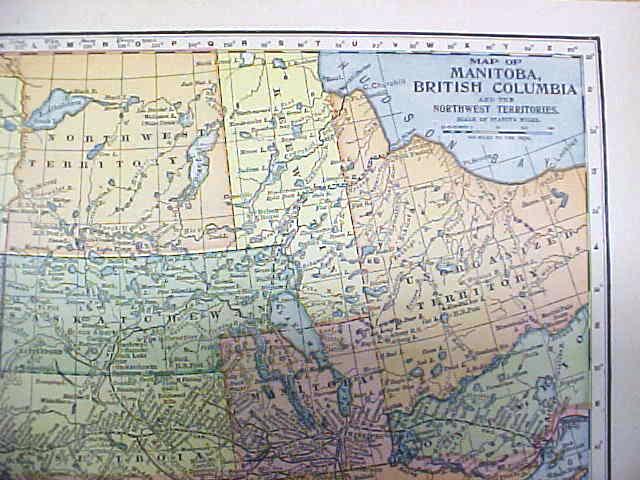 Antique Map Manitoba/British Columbia/Porto Rico 1902