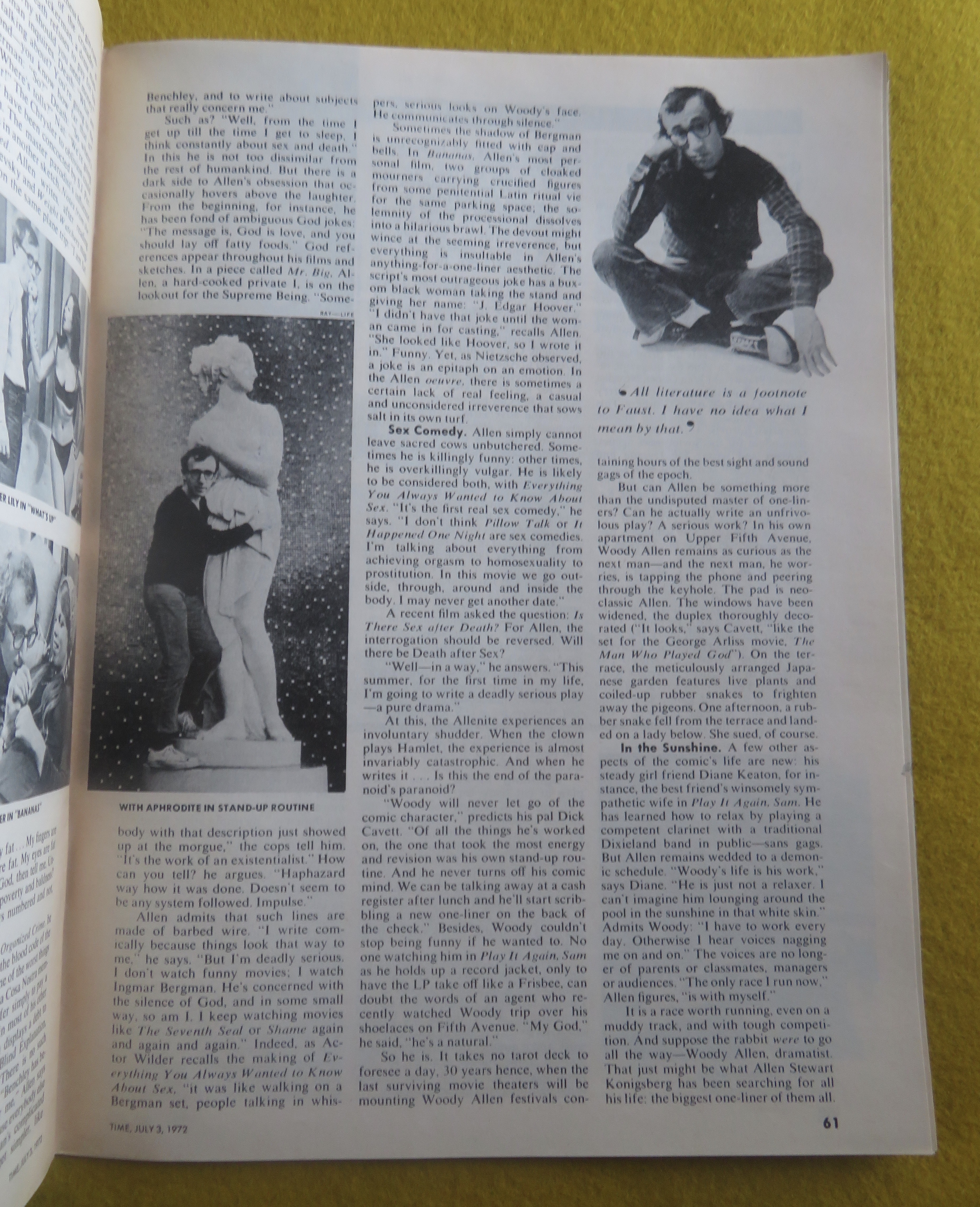 Time Magazine July 3, 1972  Woody Allen