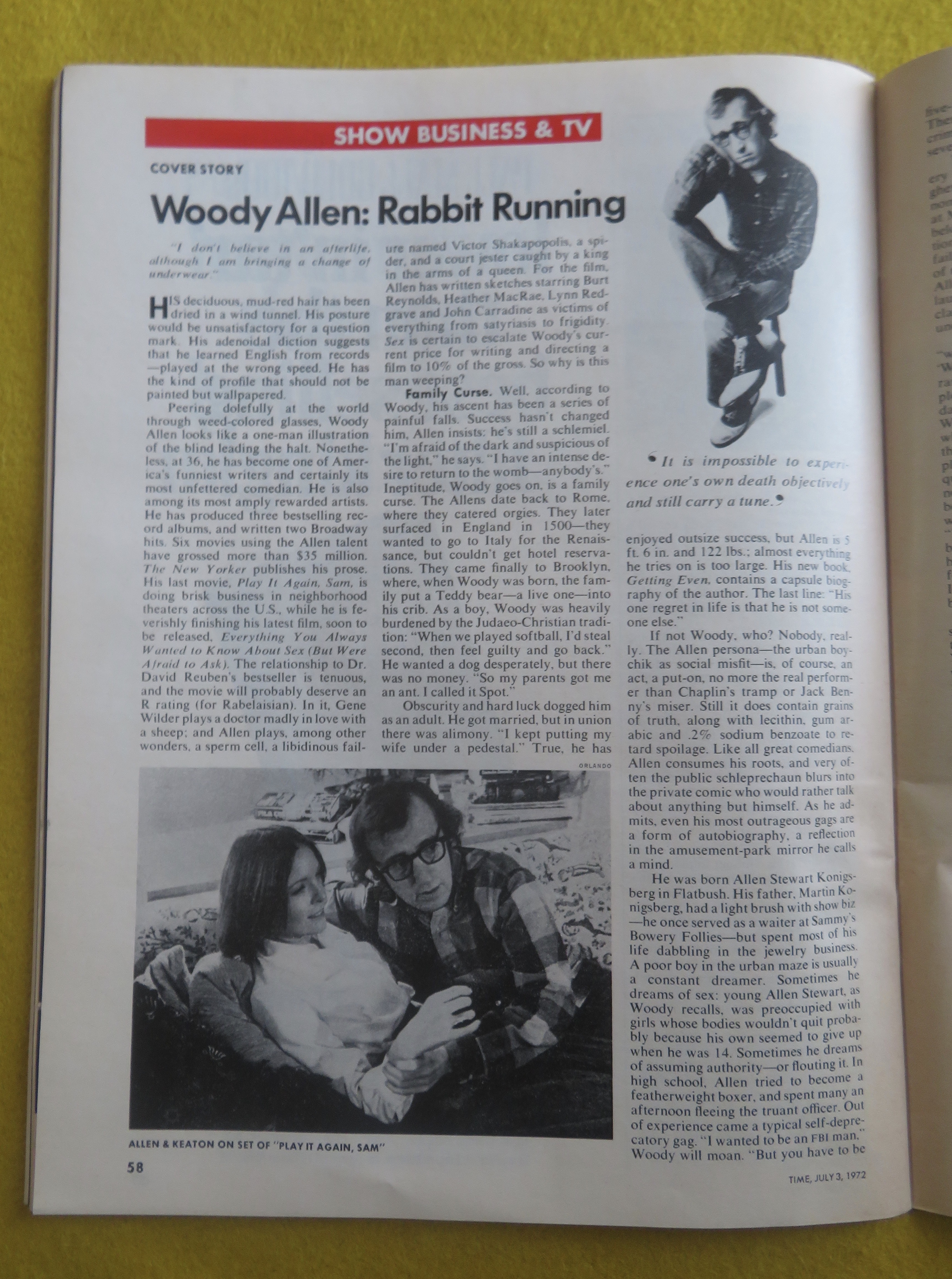 Time Magazine July 3, 1972  Woody Allen