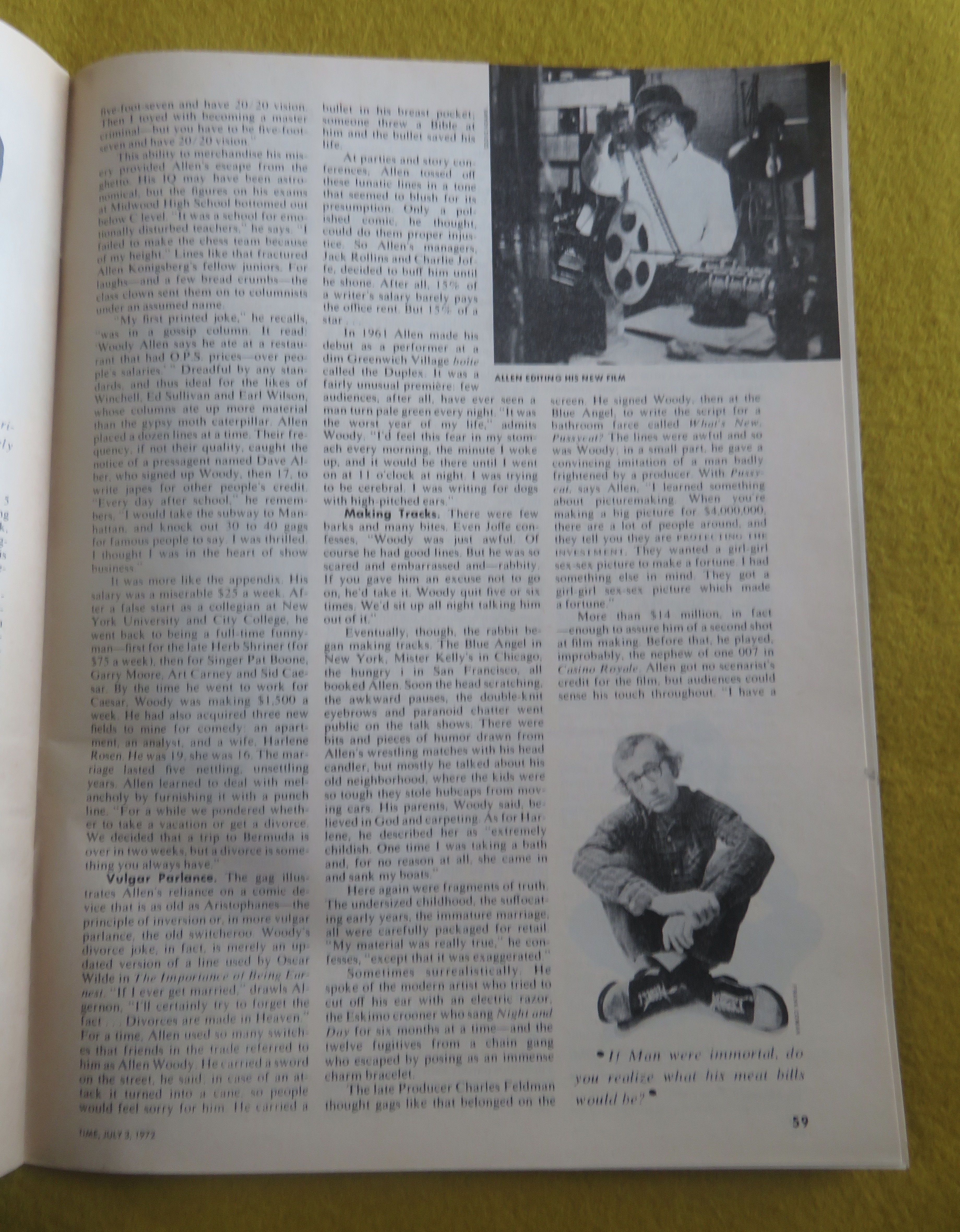 Time Magazine July 3, 1972  Woody Allen