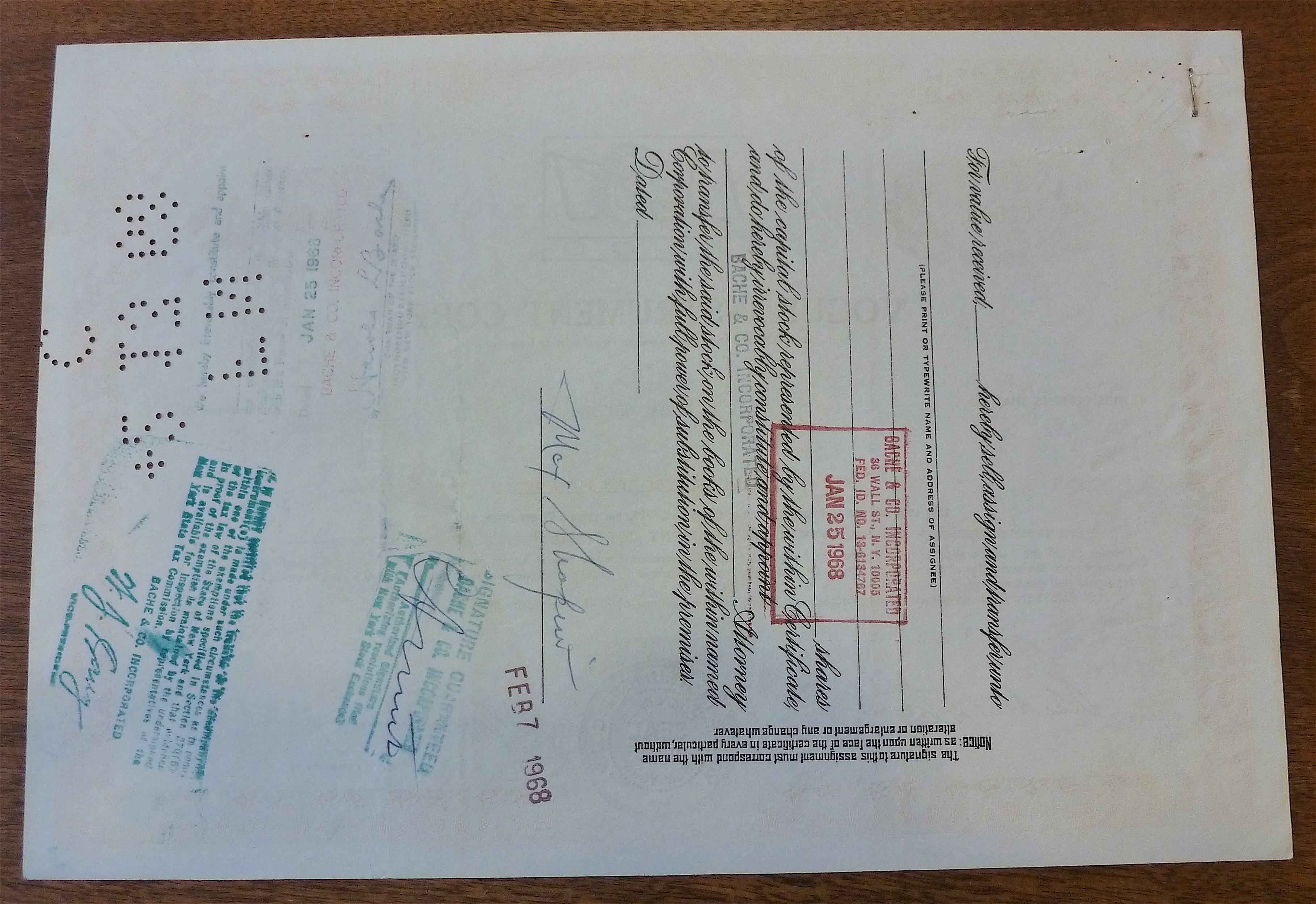 1962 Vogue Instrument Corporation Stock Certificate