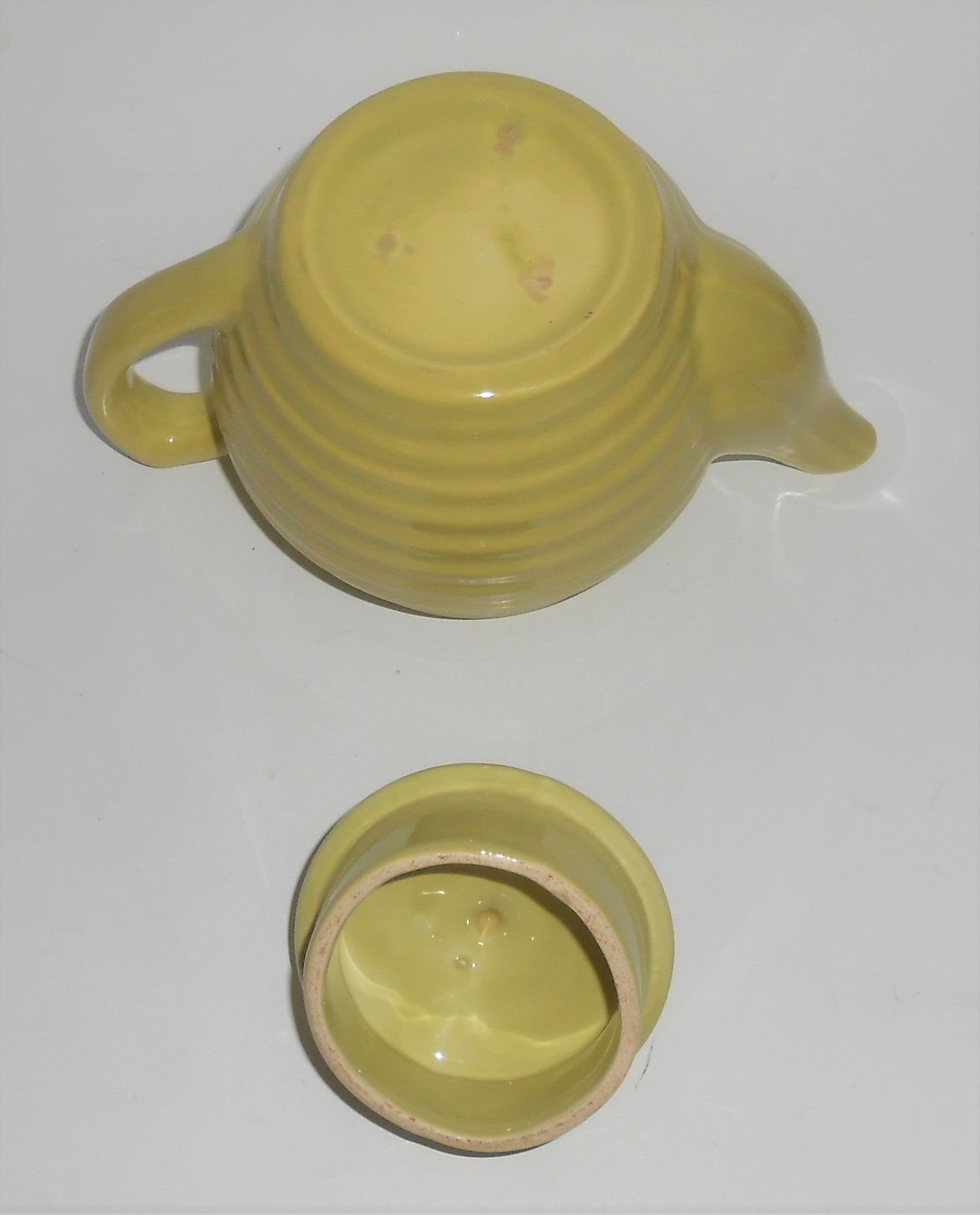 Bauer Pottery Ring Ware Chartreuse Individual Teapot