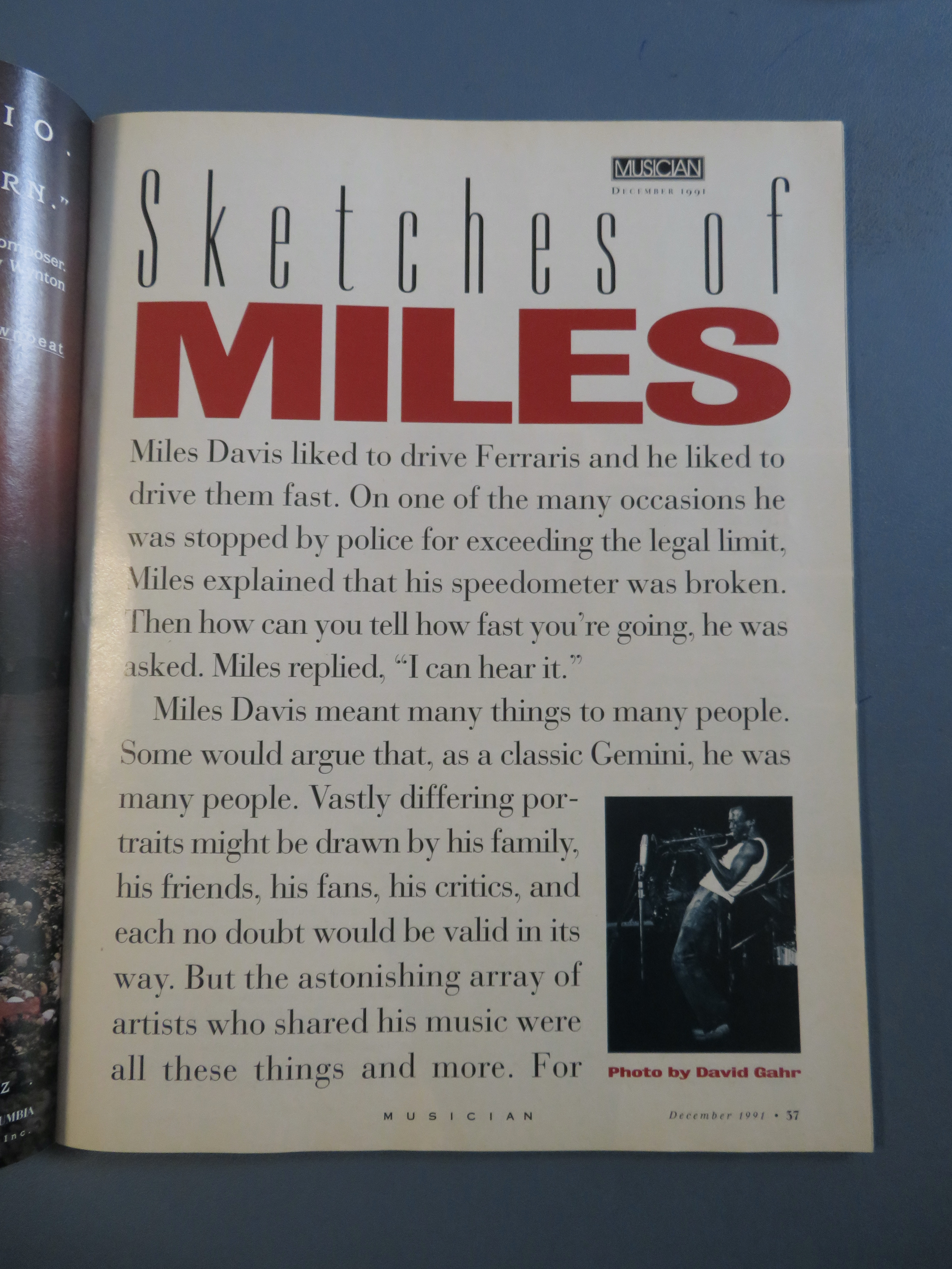 Musician Magazine December 1991 Miles Davis