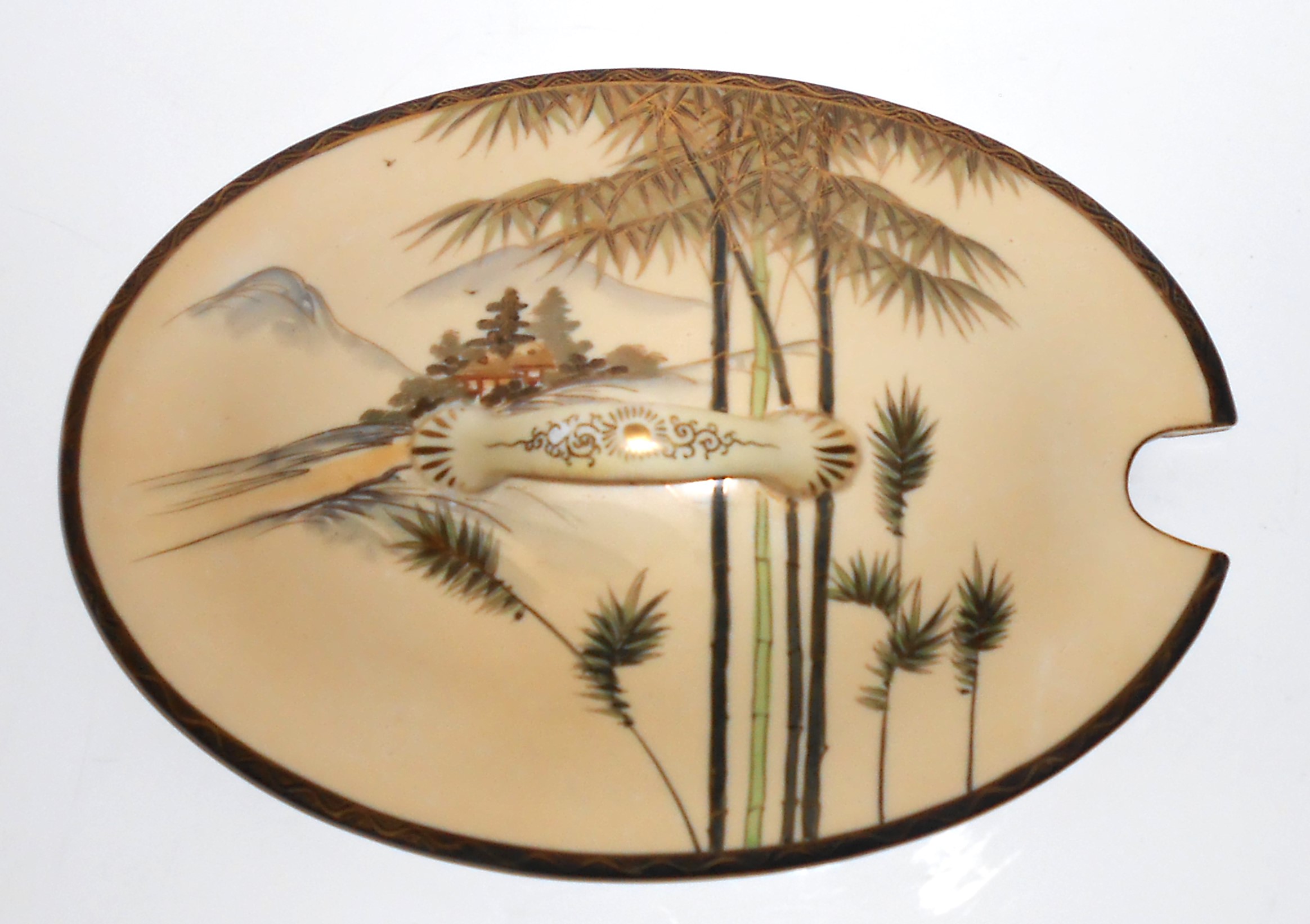 Nishida Japan Porcelain China 22k Yellow Black Bamboo T