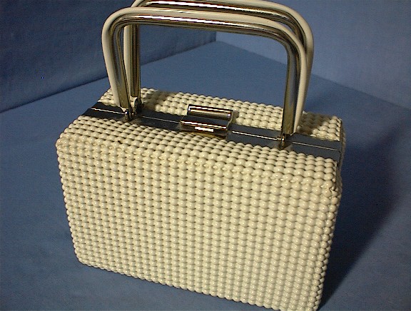 60s White Plastic Box Bag USA