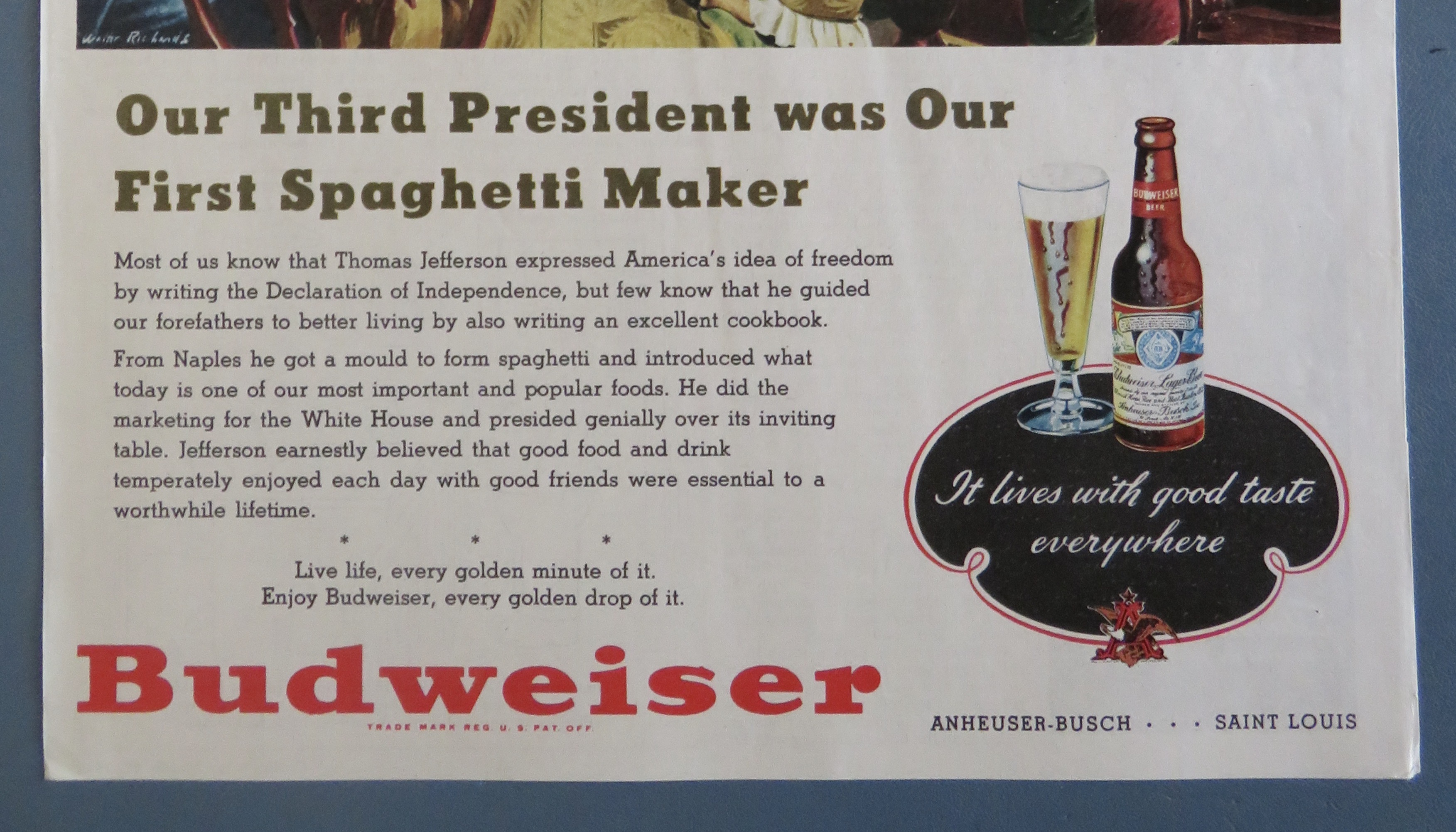 1948 Budweiser Beer with 3rd President Spaghetti Maker