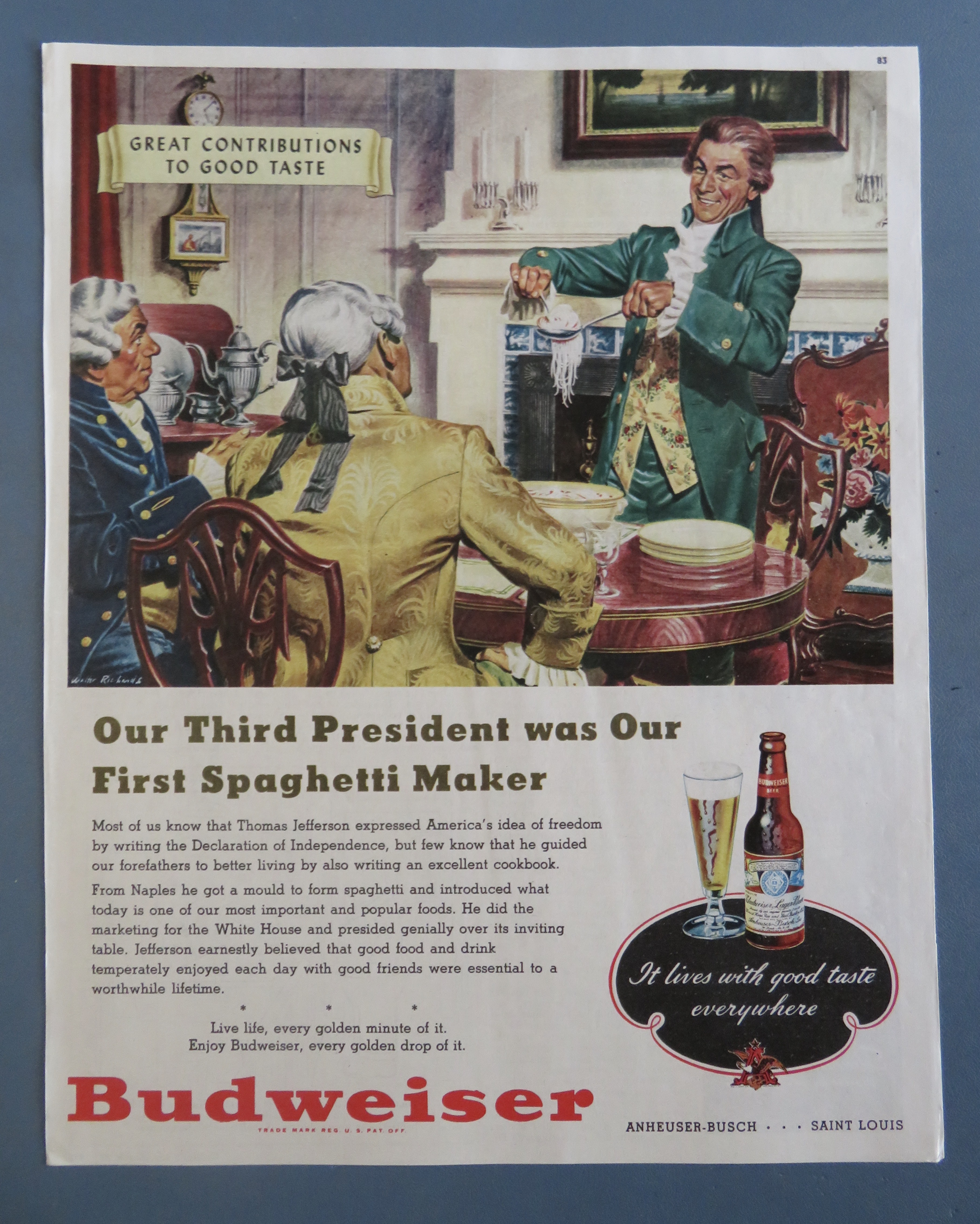 1948 Budweiser Beer with 3rd President Spaghetti Maker