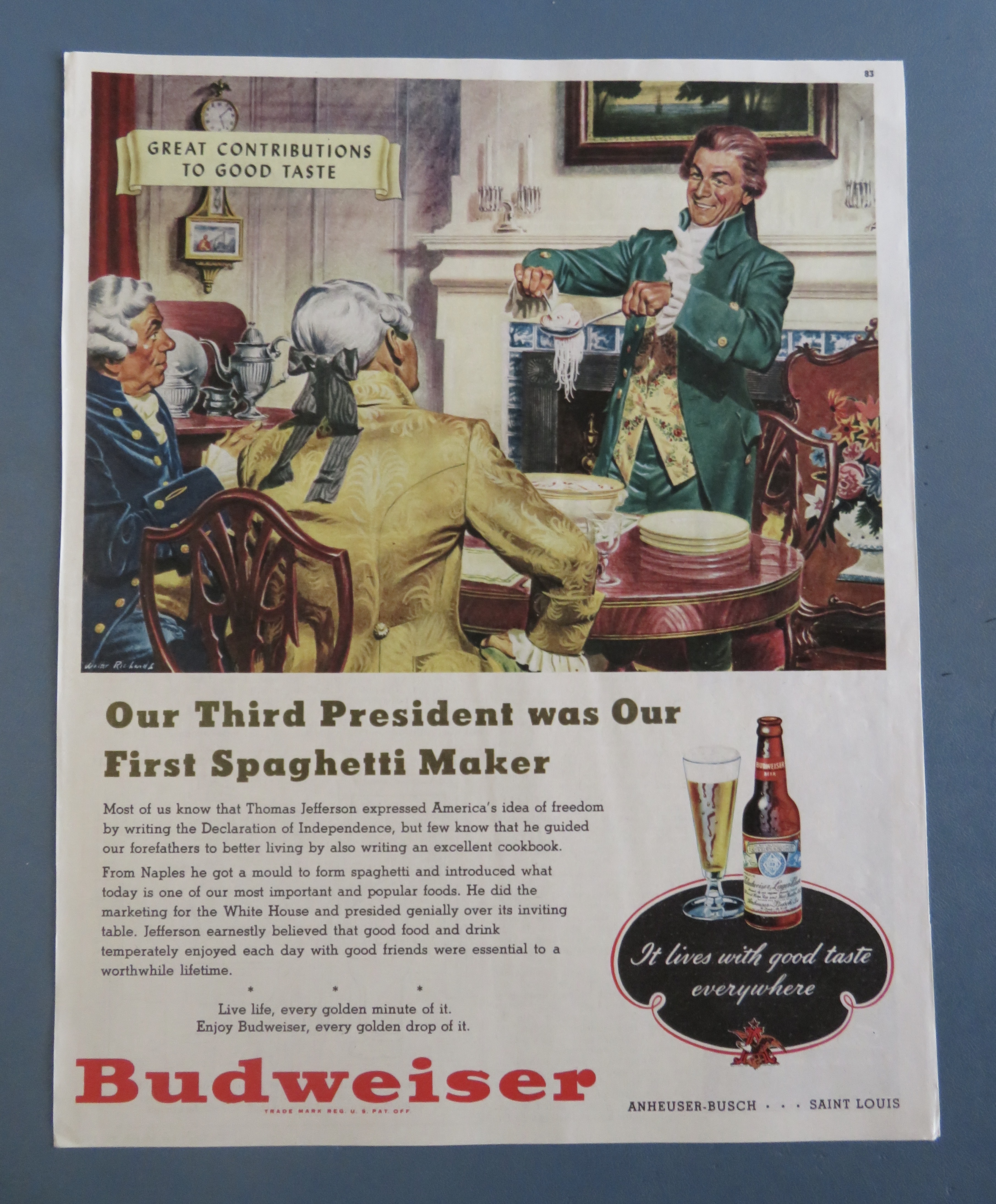 1948 Budweiser Beer with 3rd President Spaghetti Maker