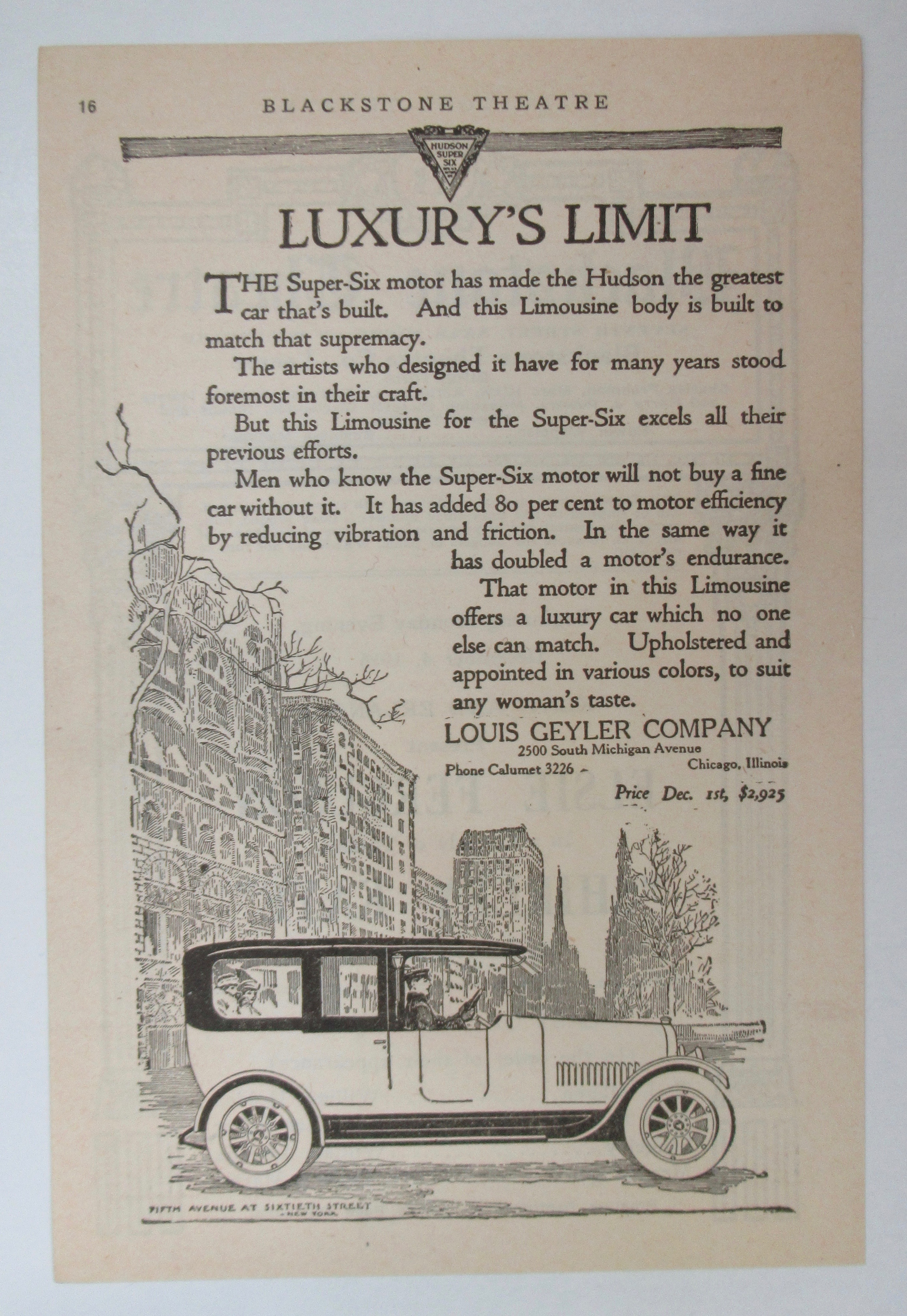 1917 Louis Geyler Company with Super Six Motor