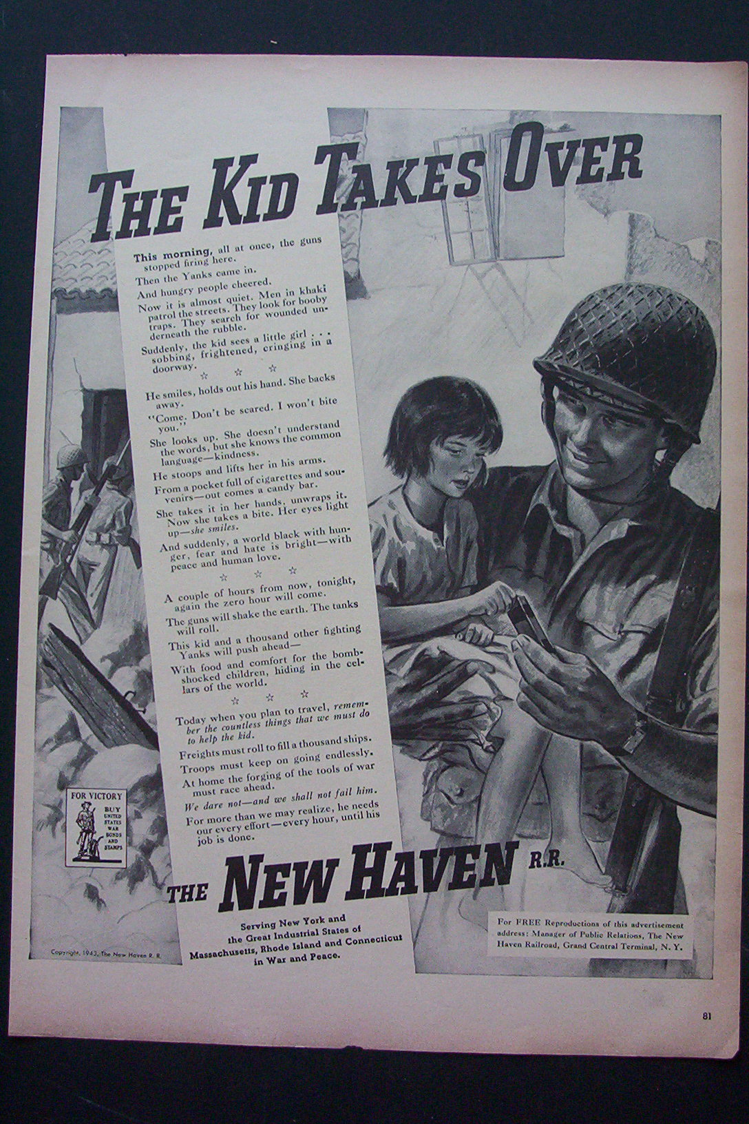 1943 The New Haven Railroad with Soldier Holding Girl