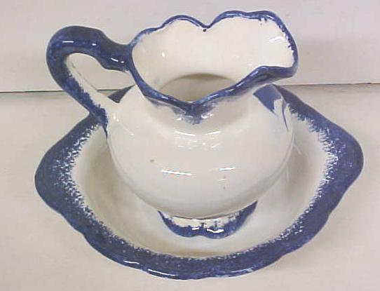 Clinchfield Artware Pitcher & Bowl Blue Hand Painted