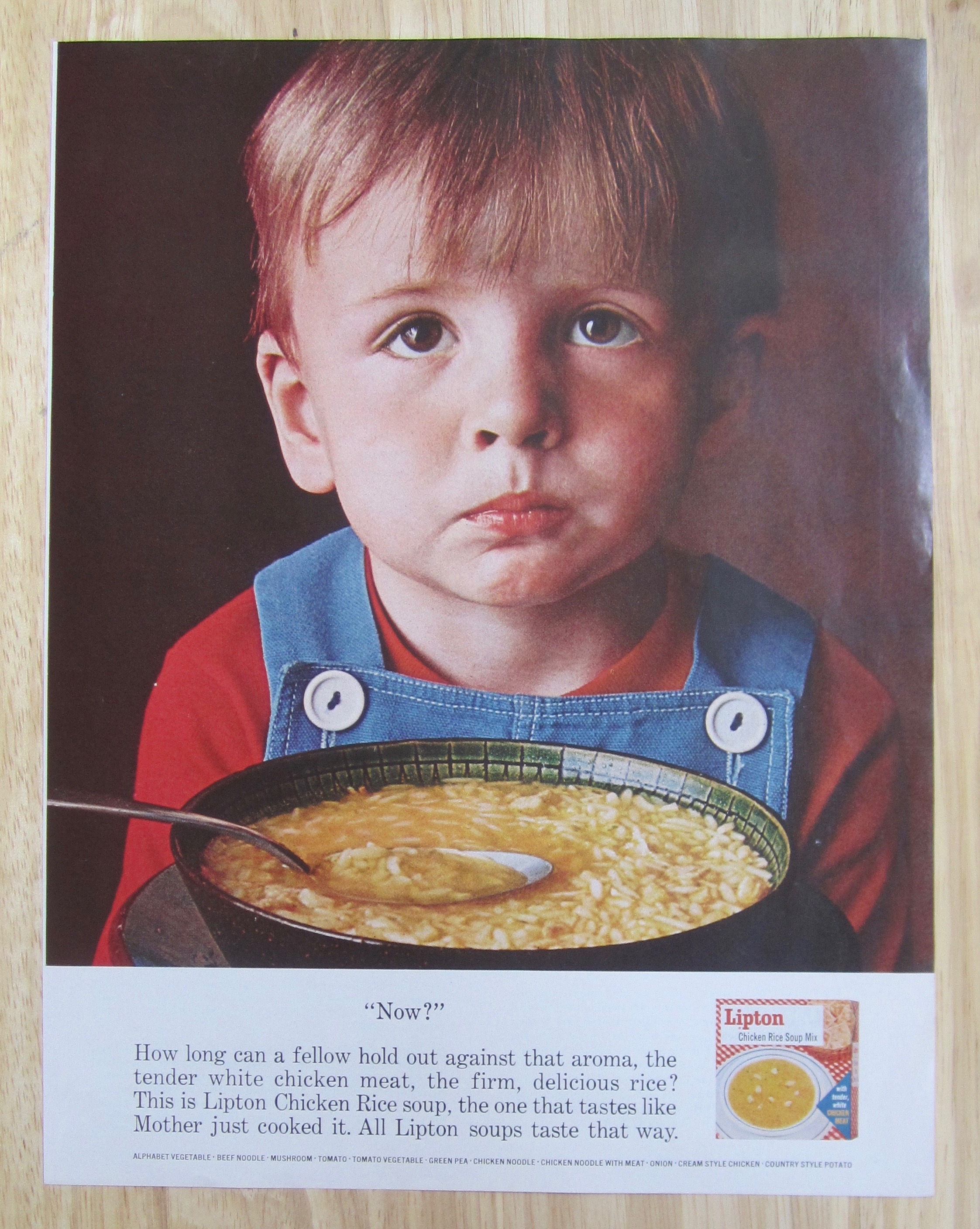 1963 Lipton Chicken Rice Soup Mix with Boy Looking Up
