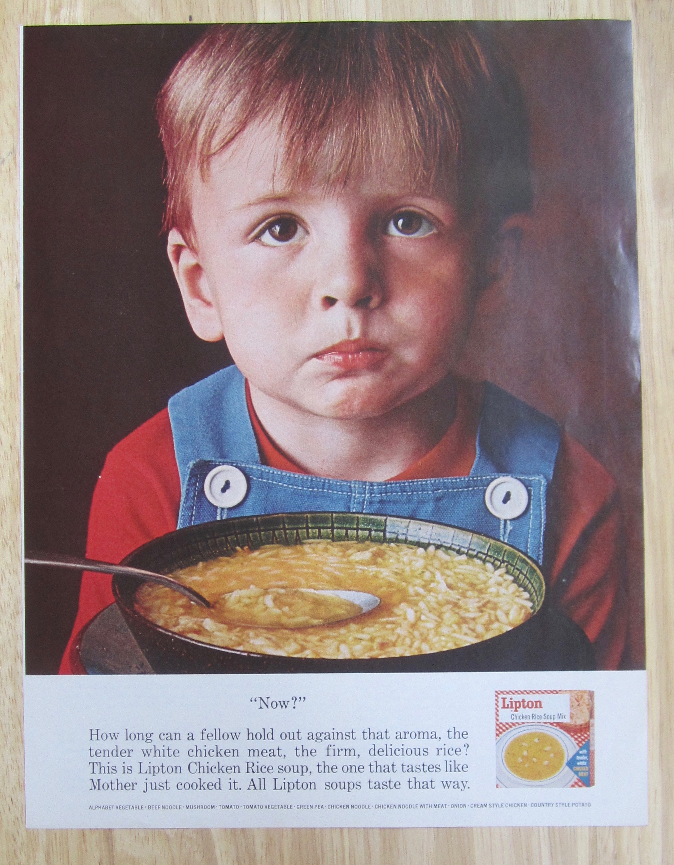 1963 Lipton Chicken Rice Soup Mix with Boy Looking Up