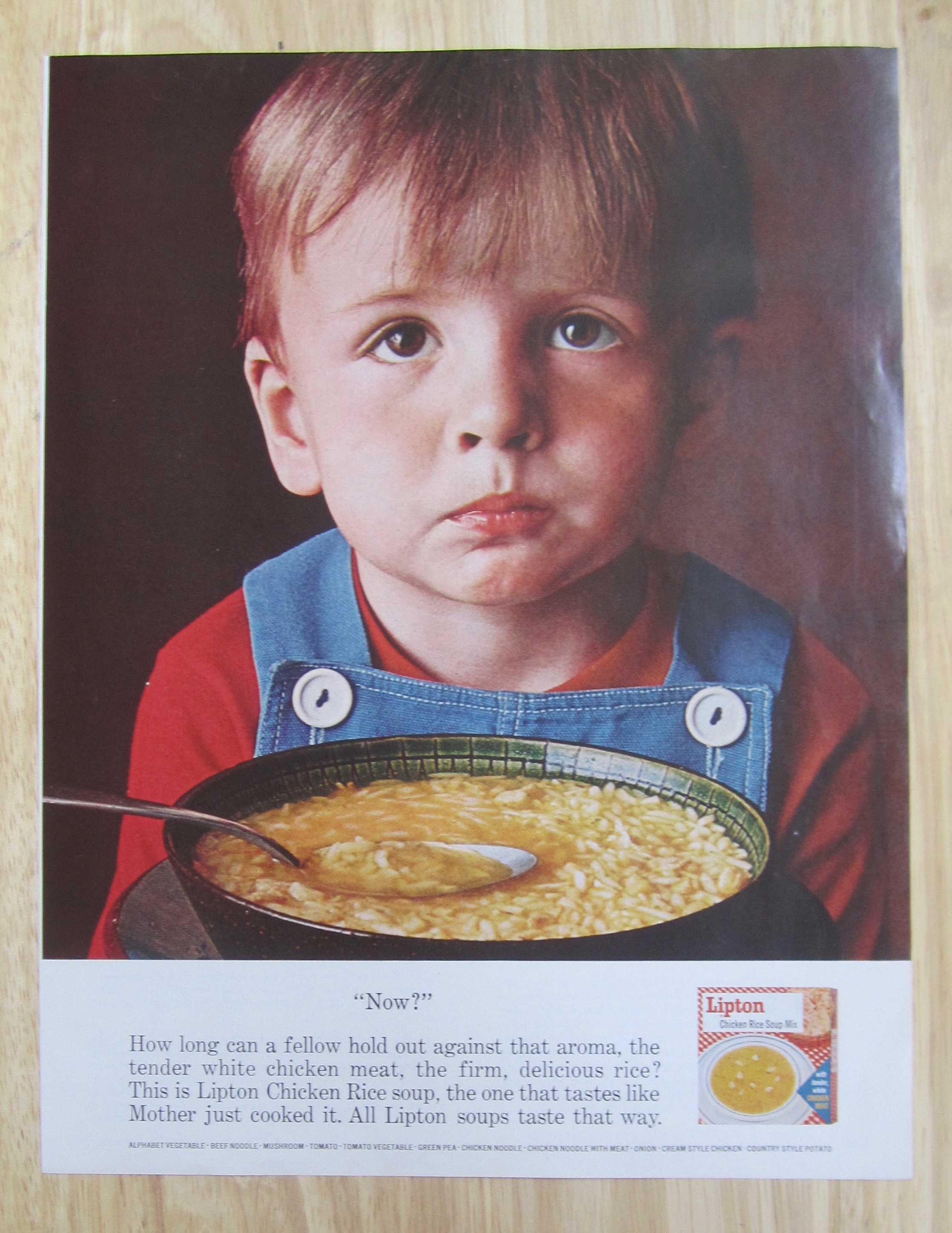 1963 Lipton Chicken Rice Soup Mix with Boy Looking Up