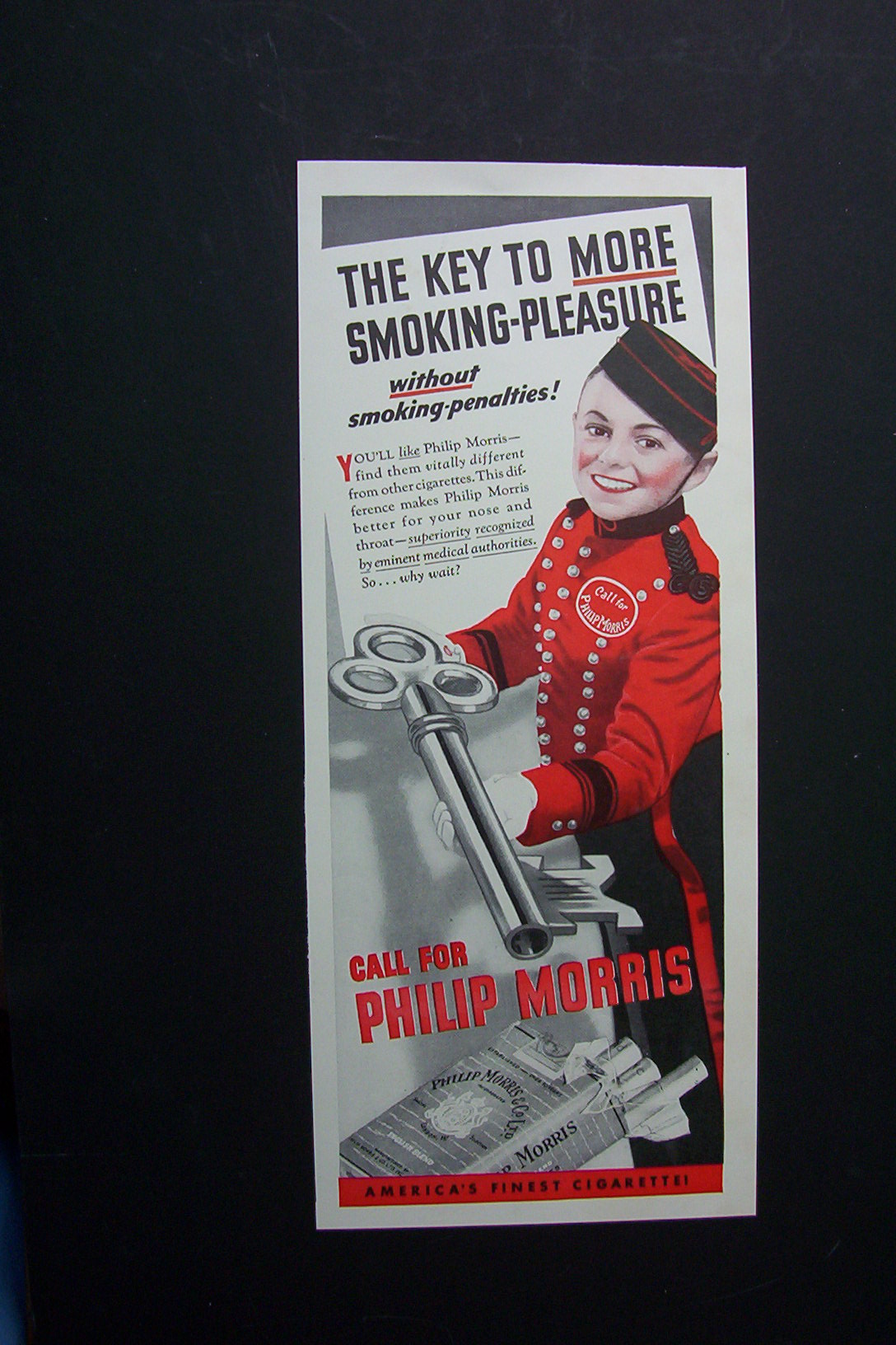 1940 Philip Morris with Bellboy Holding a Key