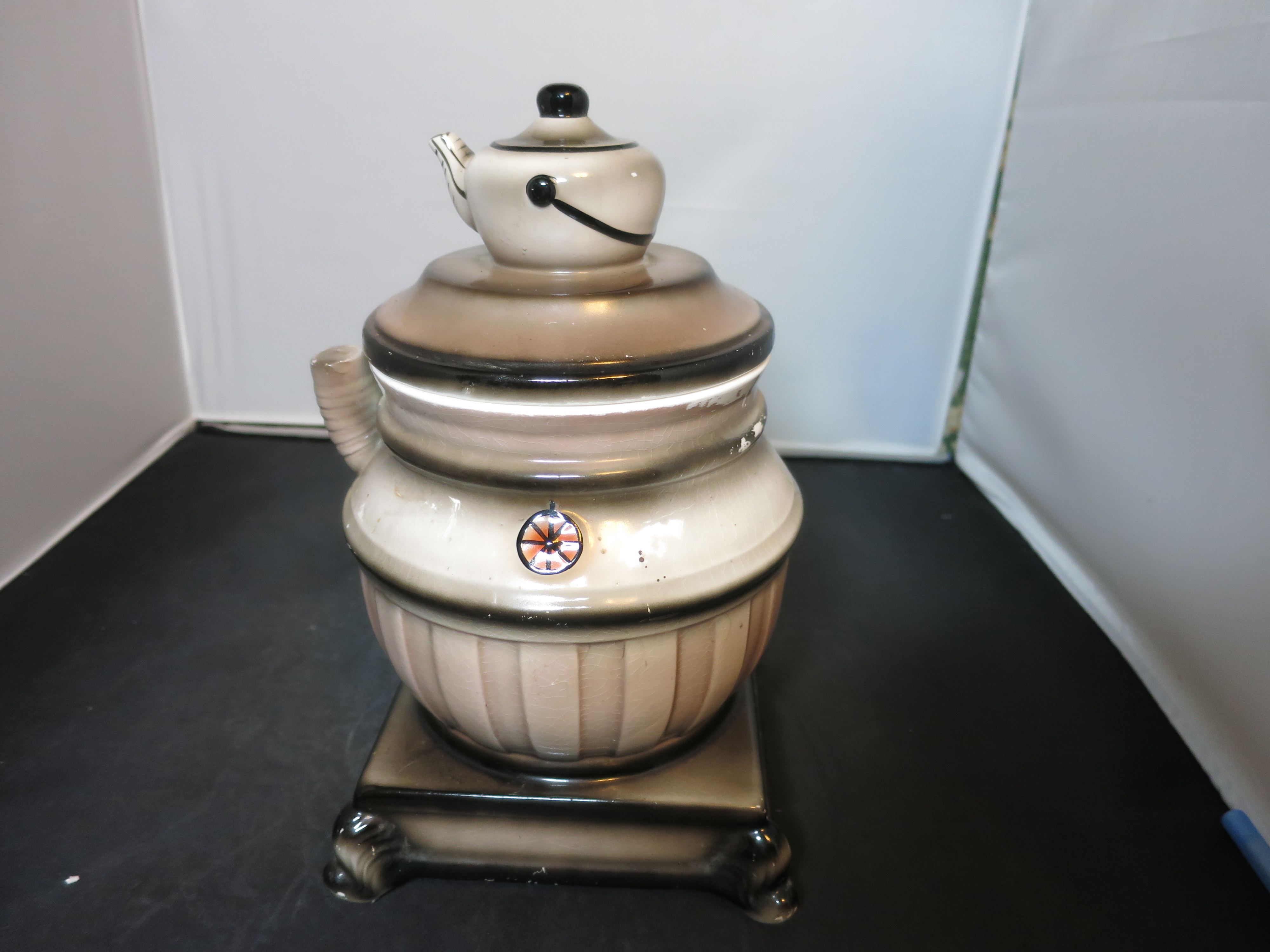 Royal Sealy Pot Belly Stove Cookie Jar Coffee Kettle