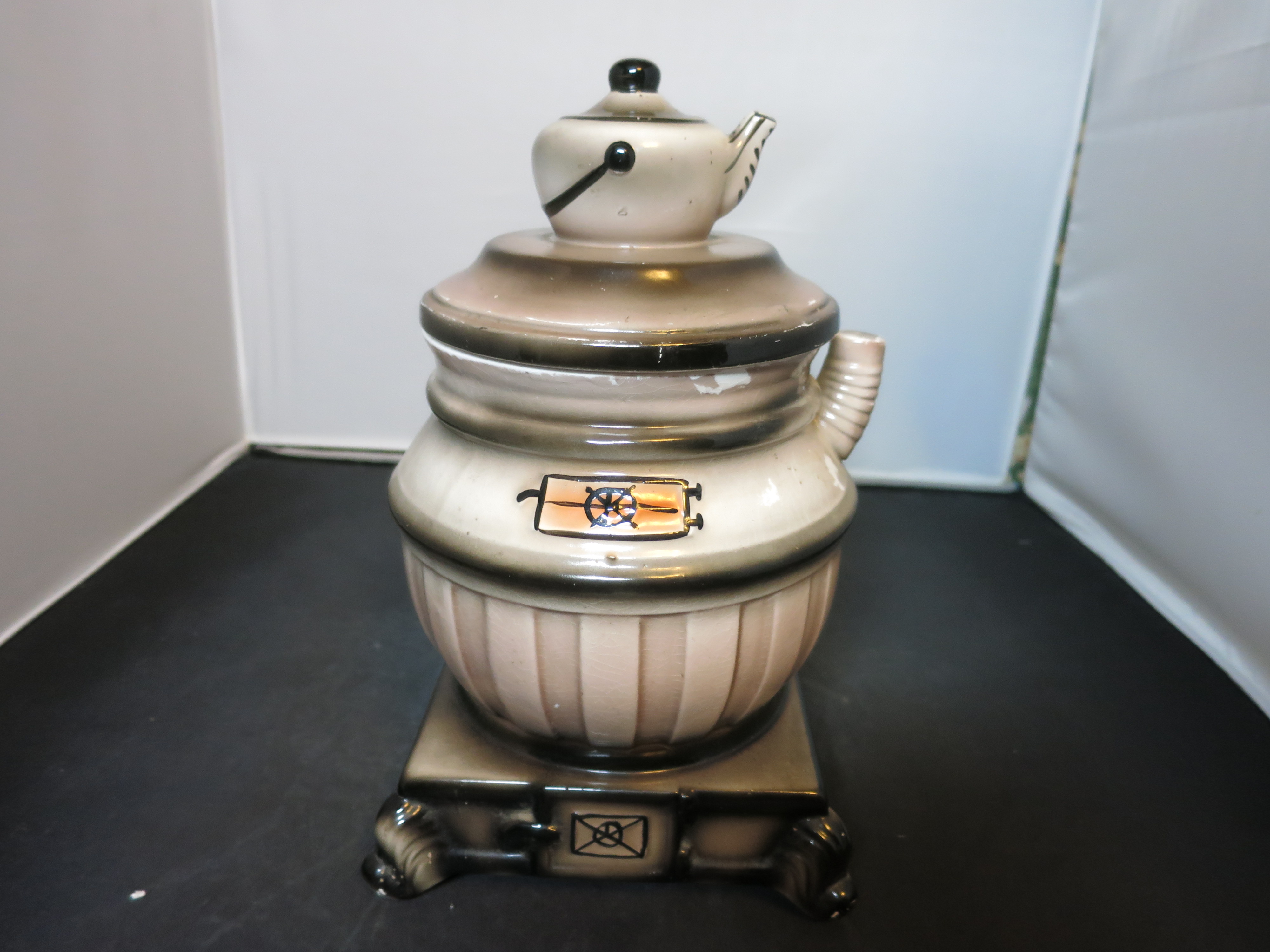 Royal Sealy Pot Belly Stove Cookie Jar Coffee Kettle