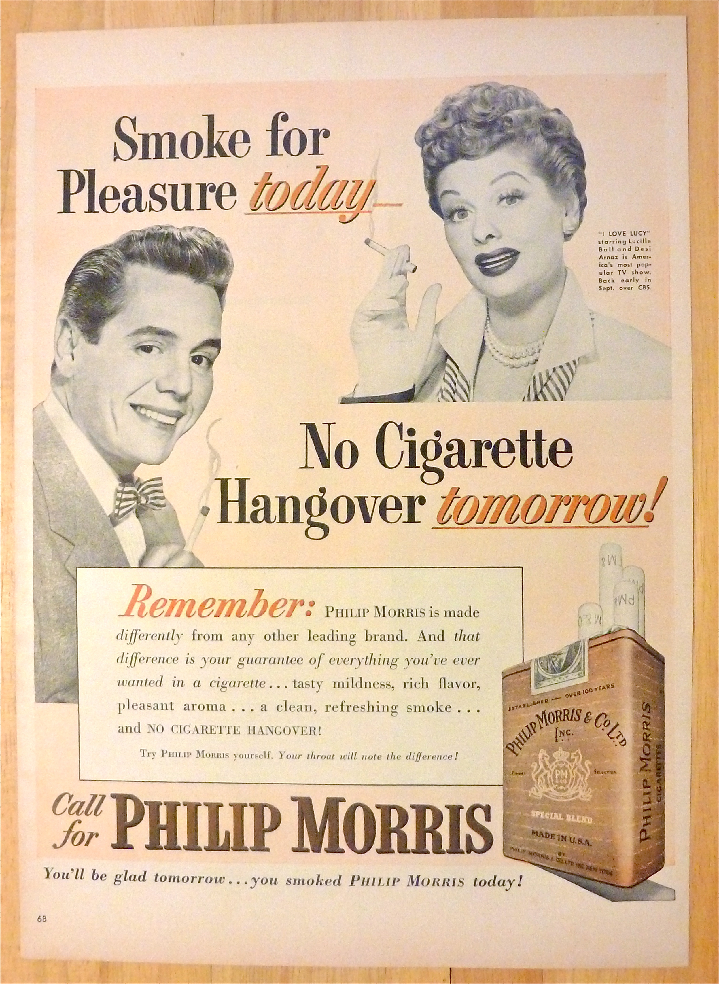 1952 Philip Morris w/TV's Lucille Ball & Desi Arnaz