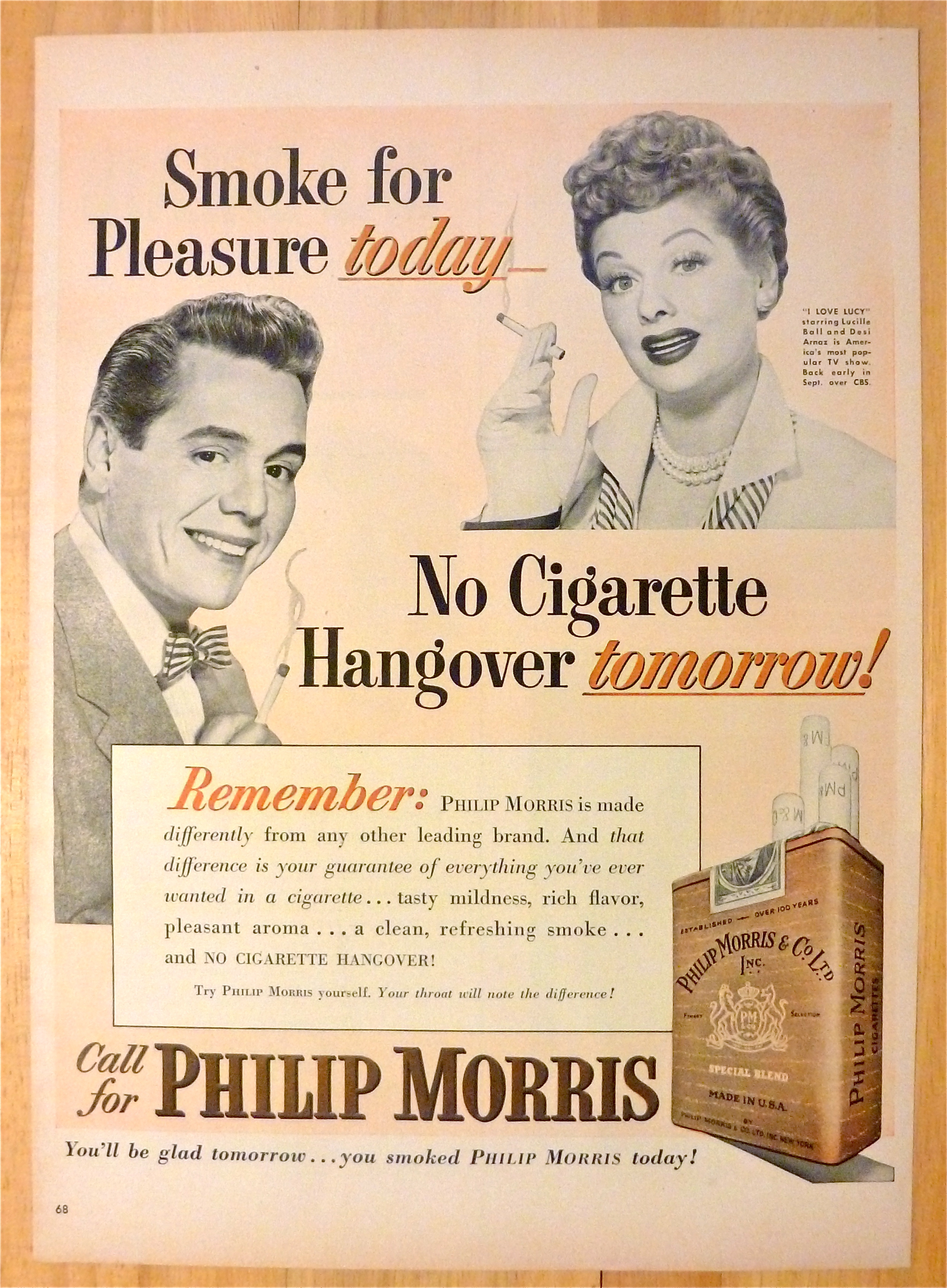 1952 Philip Morris w/TV's Lucille Ball & Desi Arnaz
