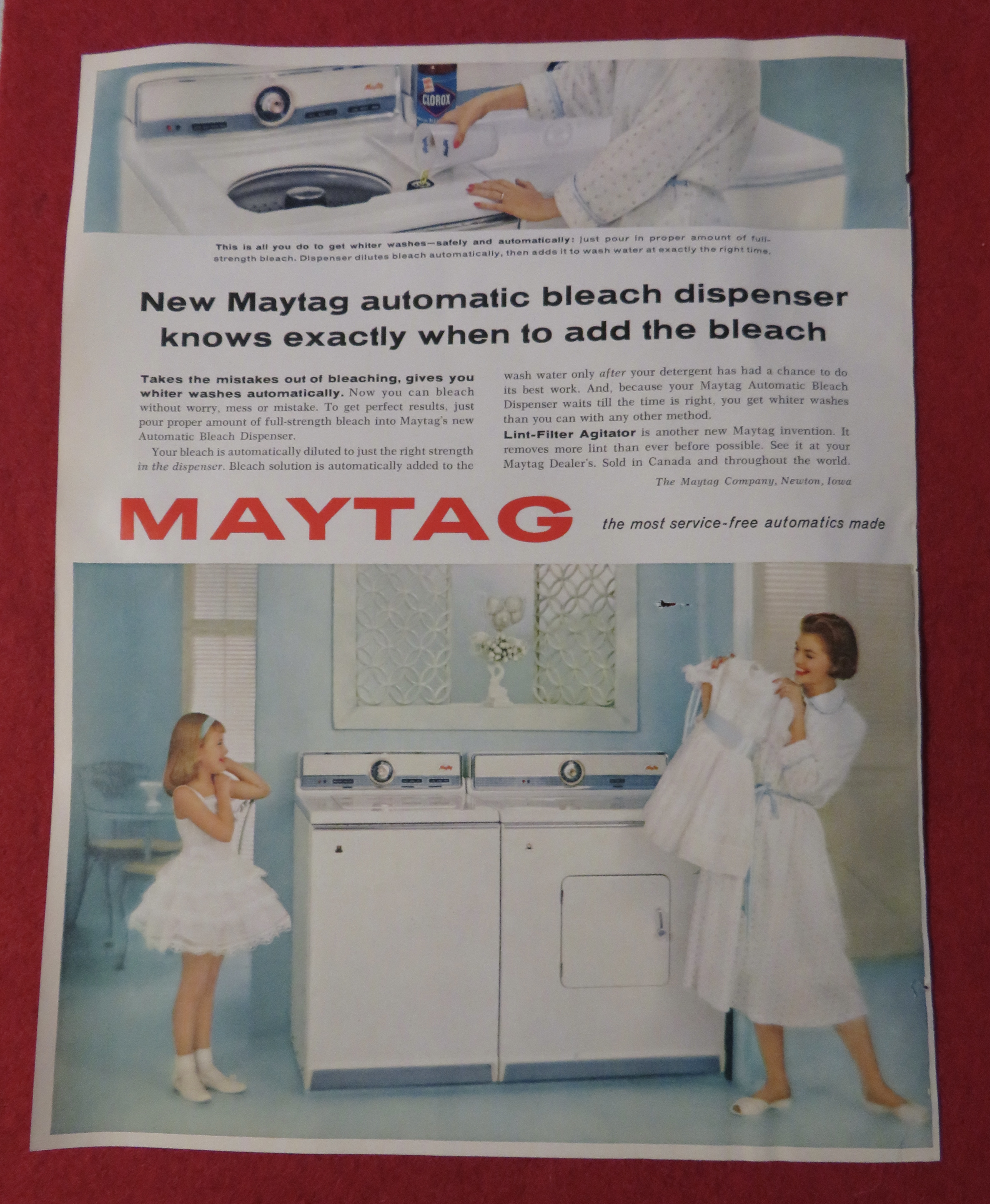 1959 Maytag Washing Machine Bleach Dispenser w/Woman