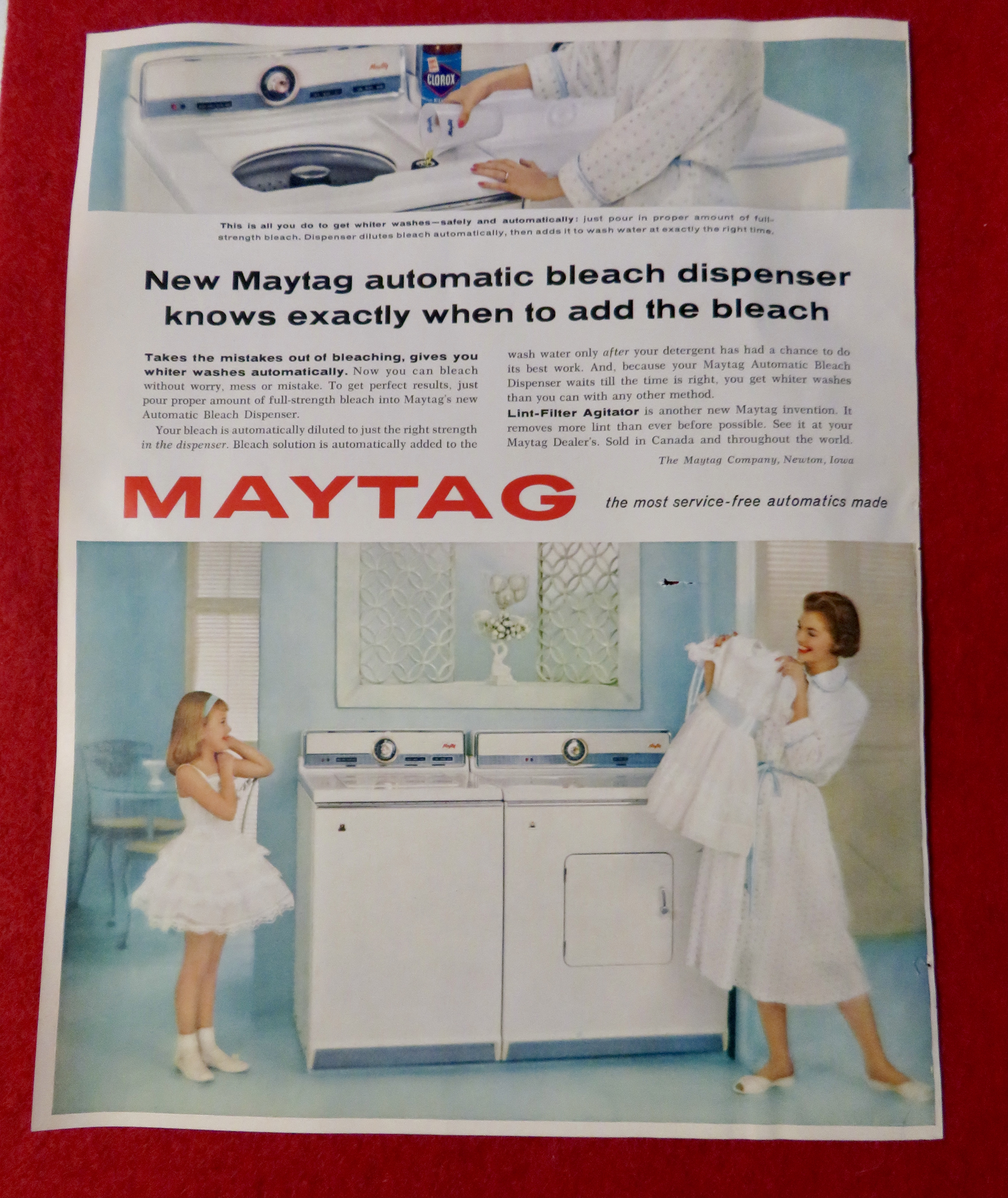 1959 Maytag Washing Machine Bleach Dispenser w/Woman
