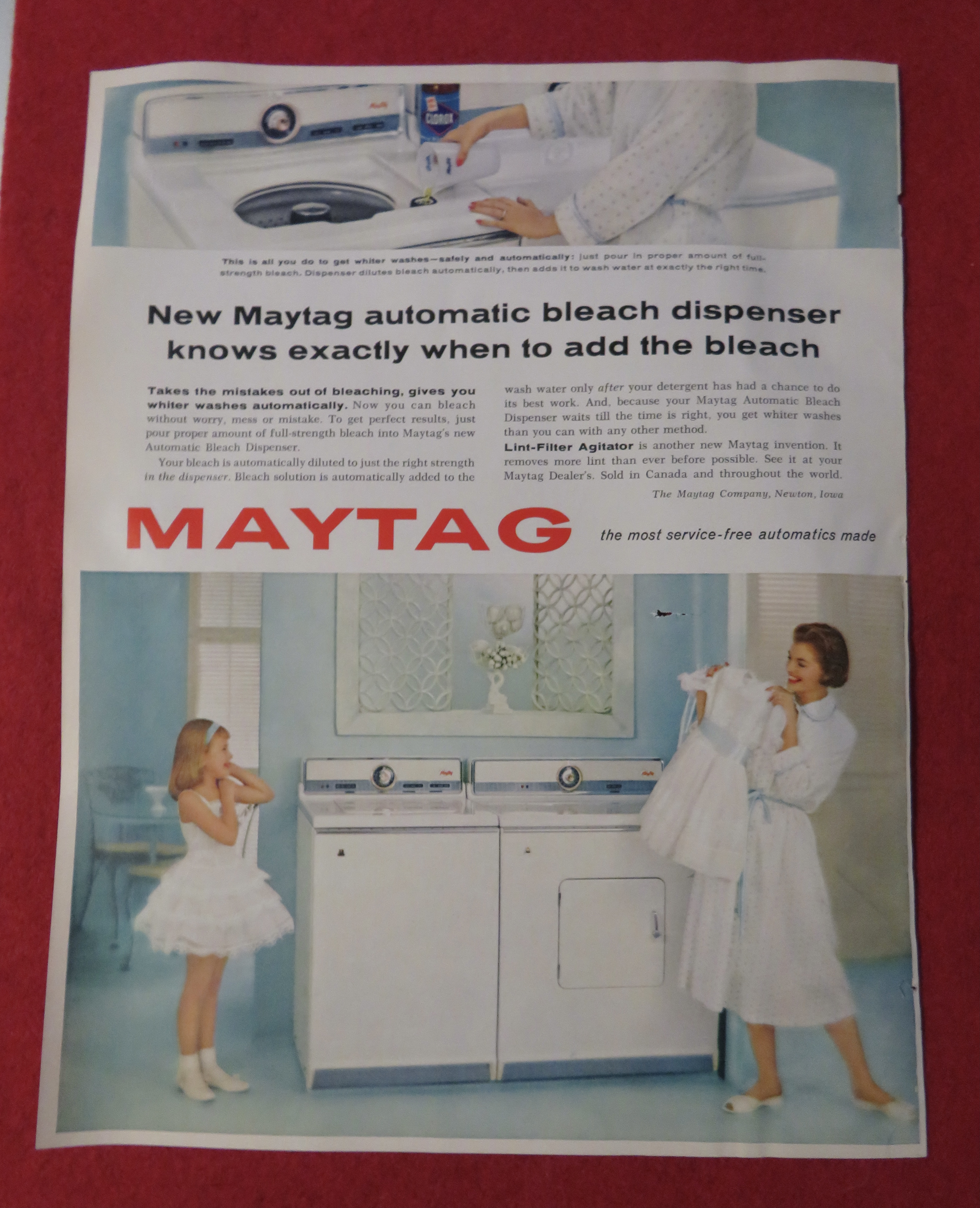 1959 Maytag Washing Machine Bleach Dispenser w/Woman