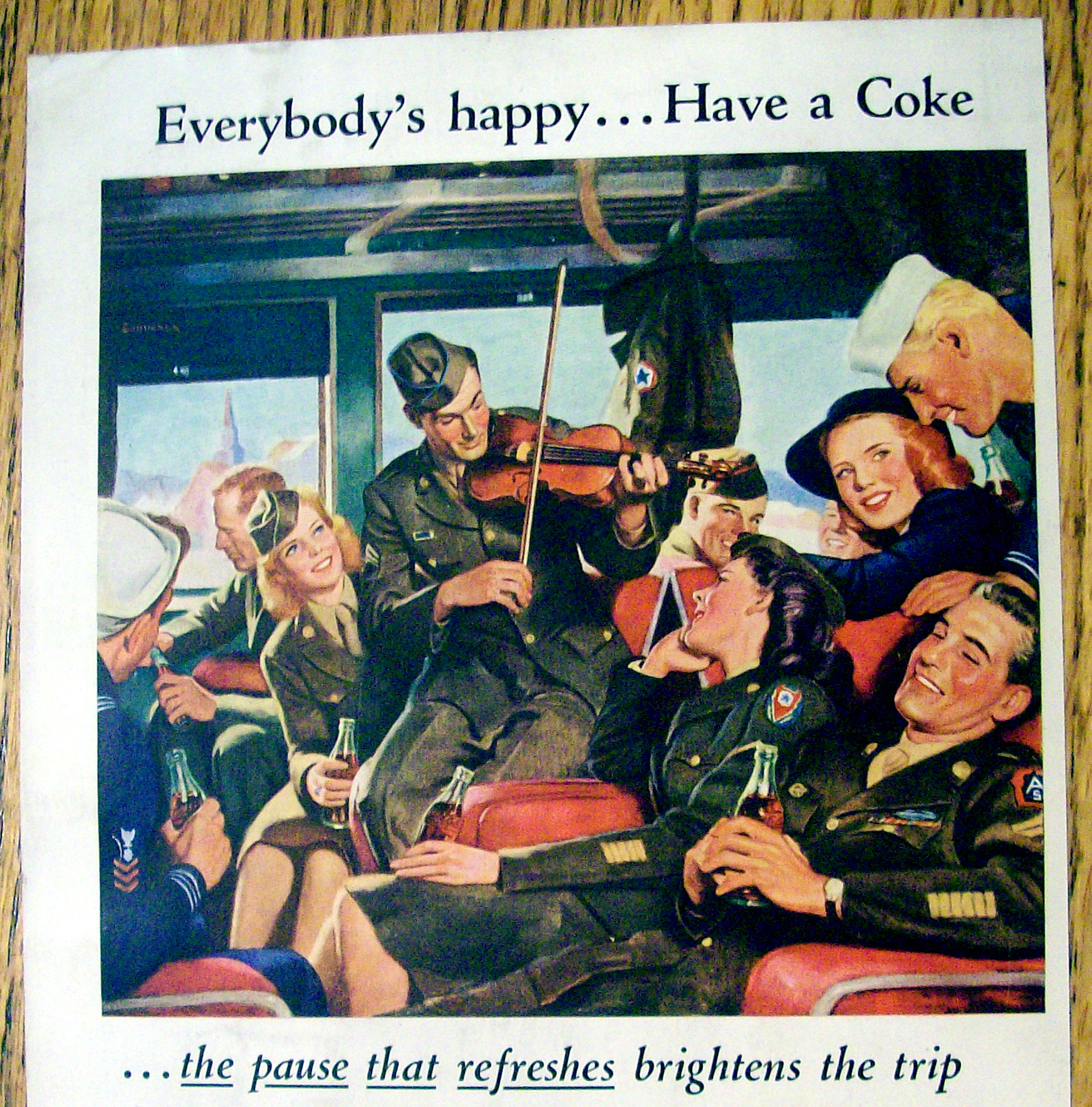 1946 Coca Cola (Coke) With A Group Of Soldiers Drinking Coca Cola