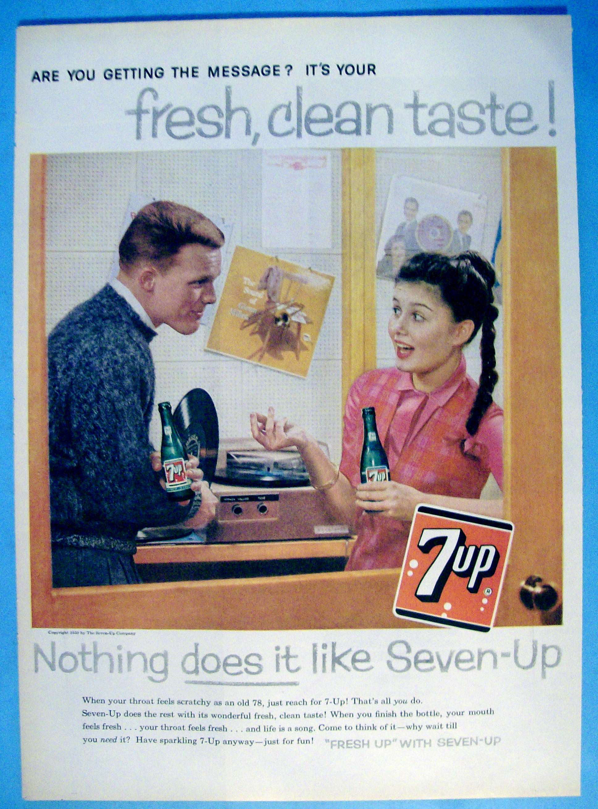 1959 7 Up with Boy & Girl Listening to Records