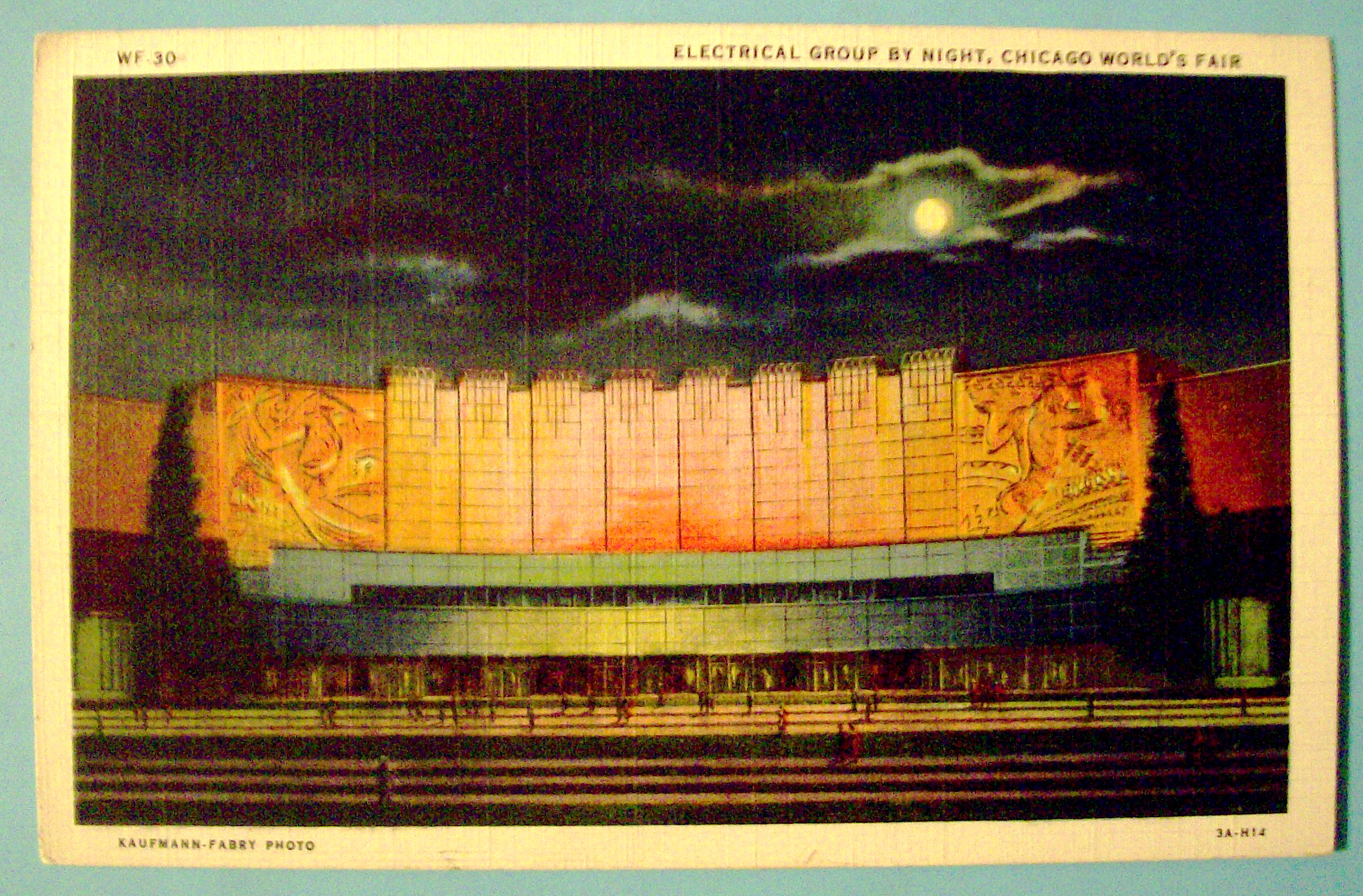 Electrical Group By Night Postcard (Chicago Fair)
